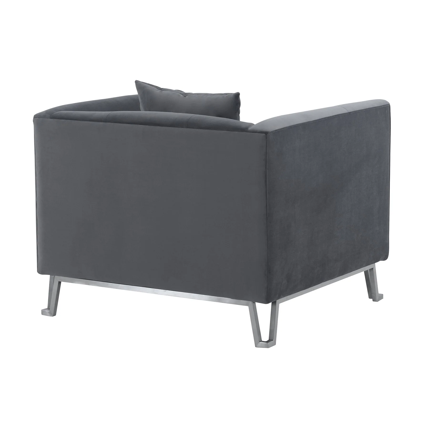 Everest Gray Fabric Upholstered Sofa Accent Chair with Brushed Stainless Steel Legs - Image 3