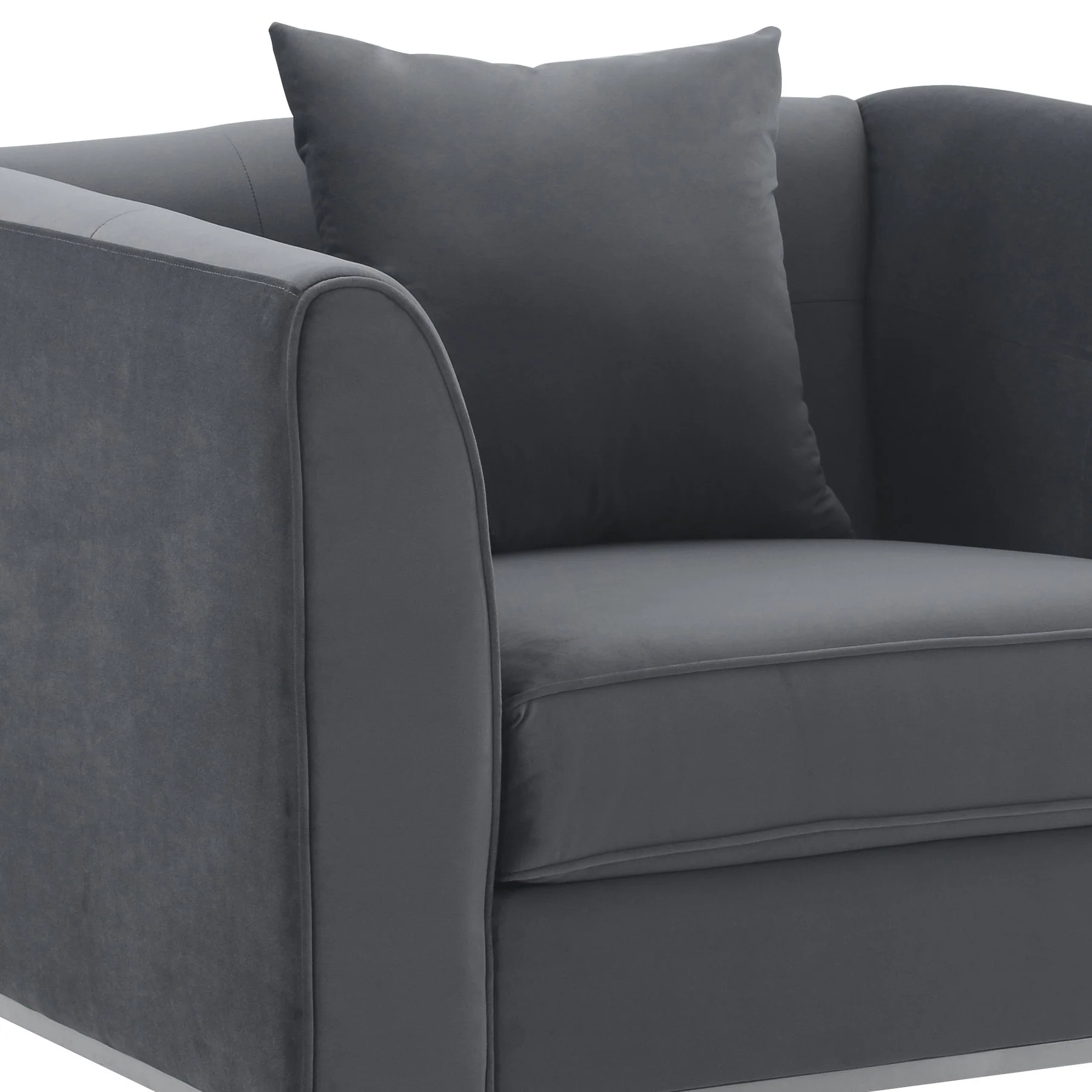 Everest Gray Fabric Upholstered Sofa Accent Chair with Brushed Stainless Steel Legs - Image 4