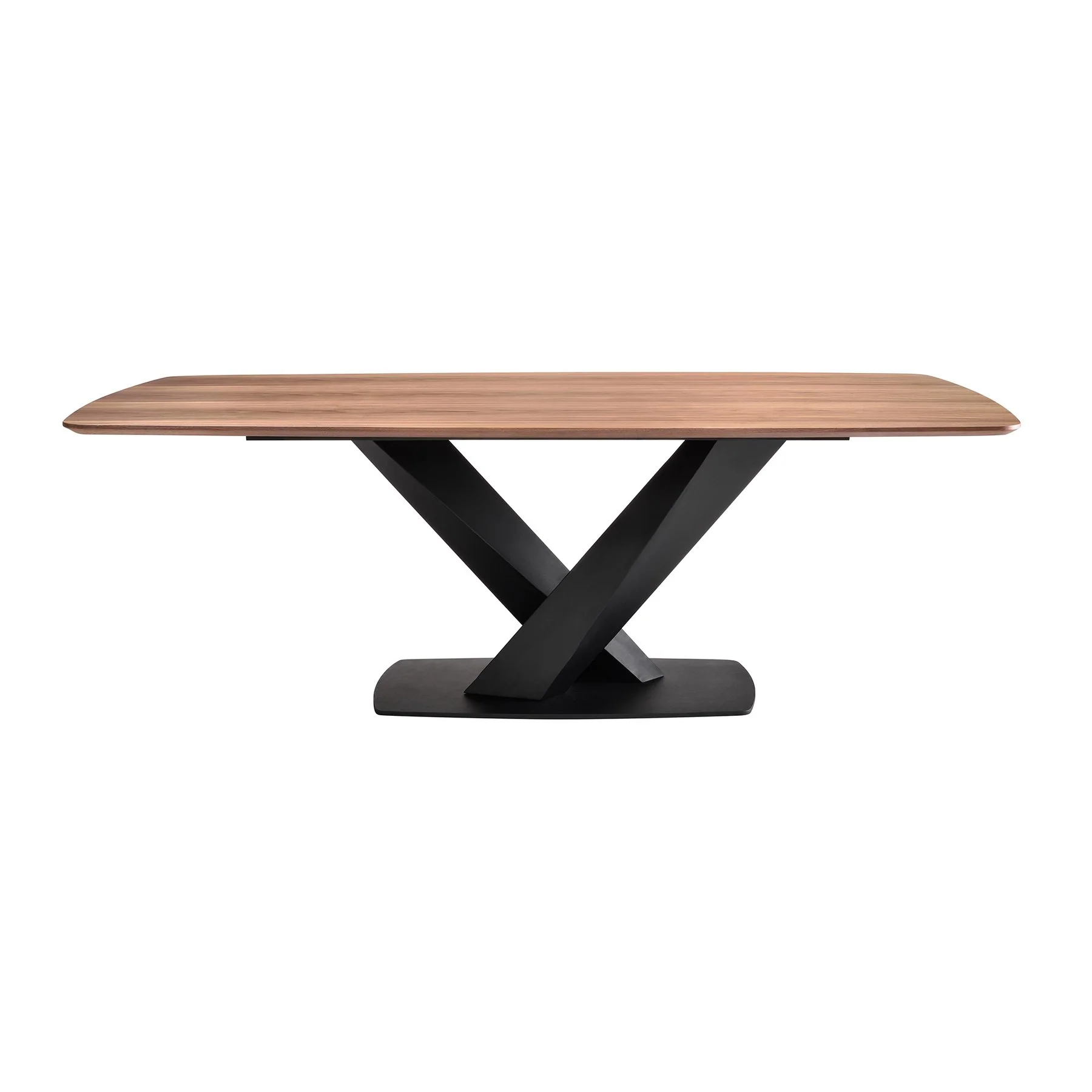 Everett Contemporary Dining Table in Matte Black Finish and Walnut Top - Image 2