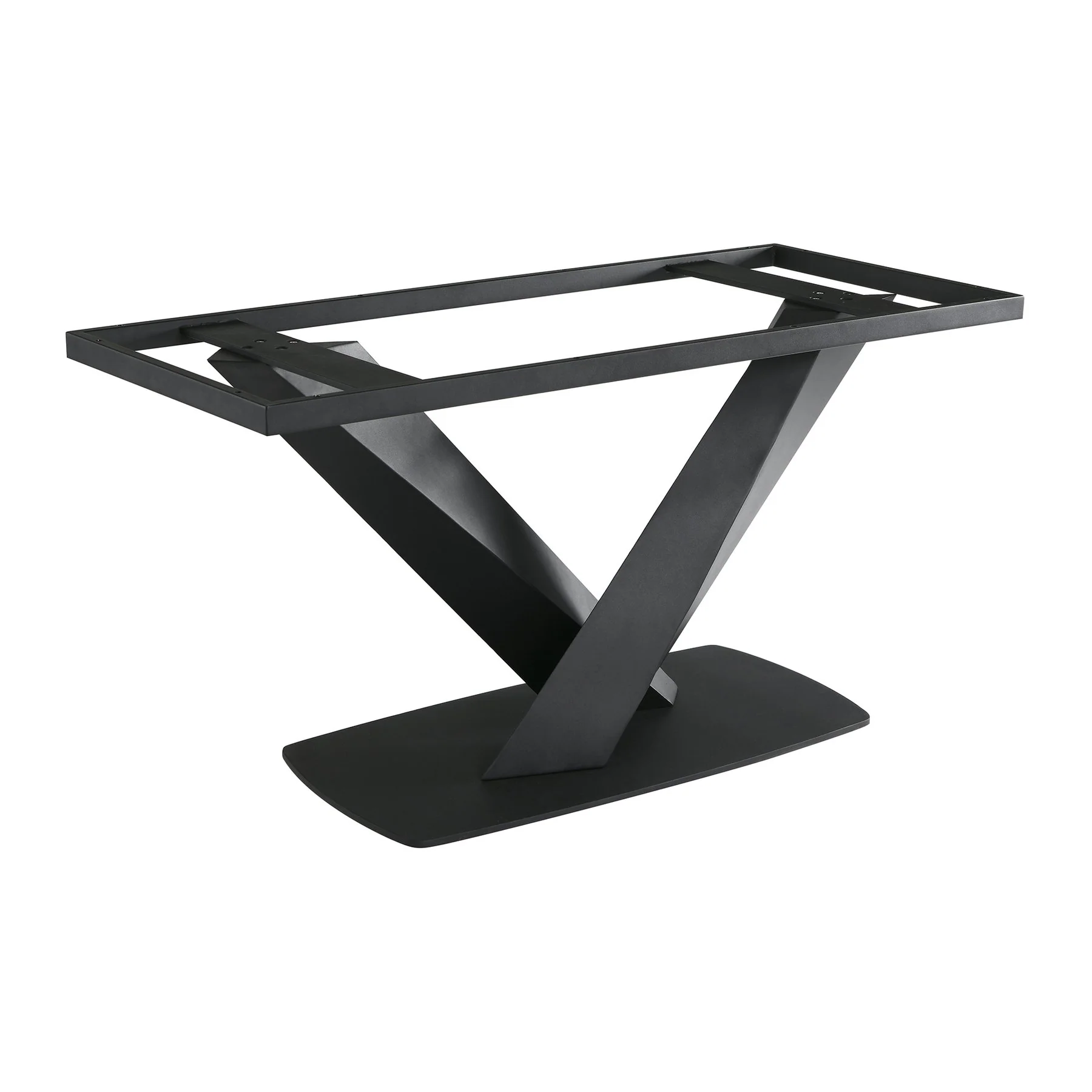 Everett Contemporary Dining Table in Matte Black Finish and Walnut Top - Image 3