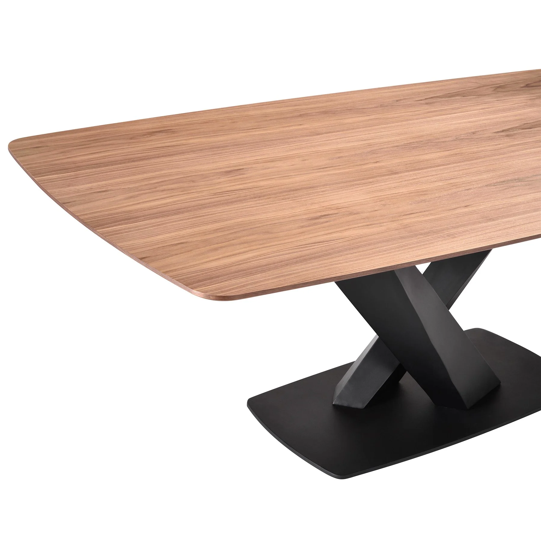 Everett Contemporary Dining Table in Matte Black Finish and Walnut Top - Image 4