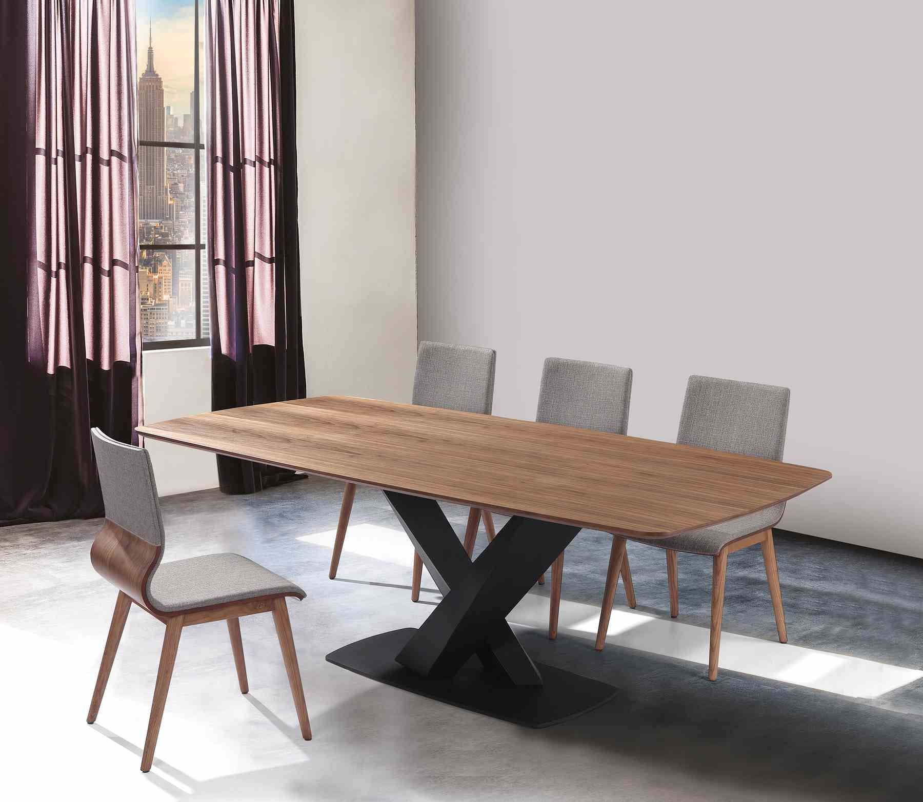 Everett Mid-Century Walnut Wood 5 Piece Dining Set - Image 7