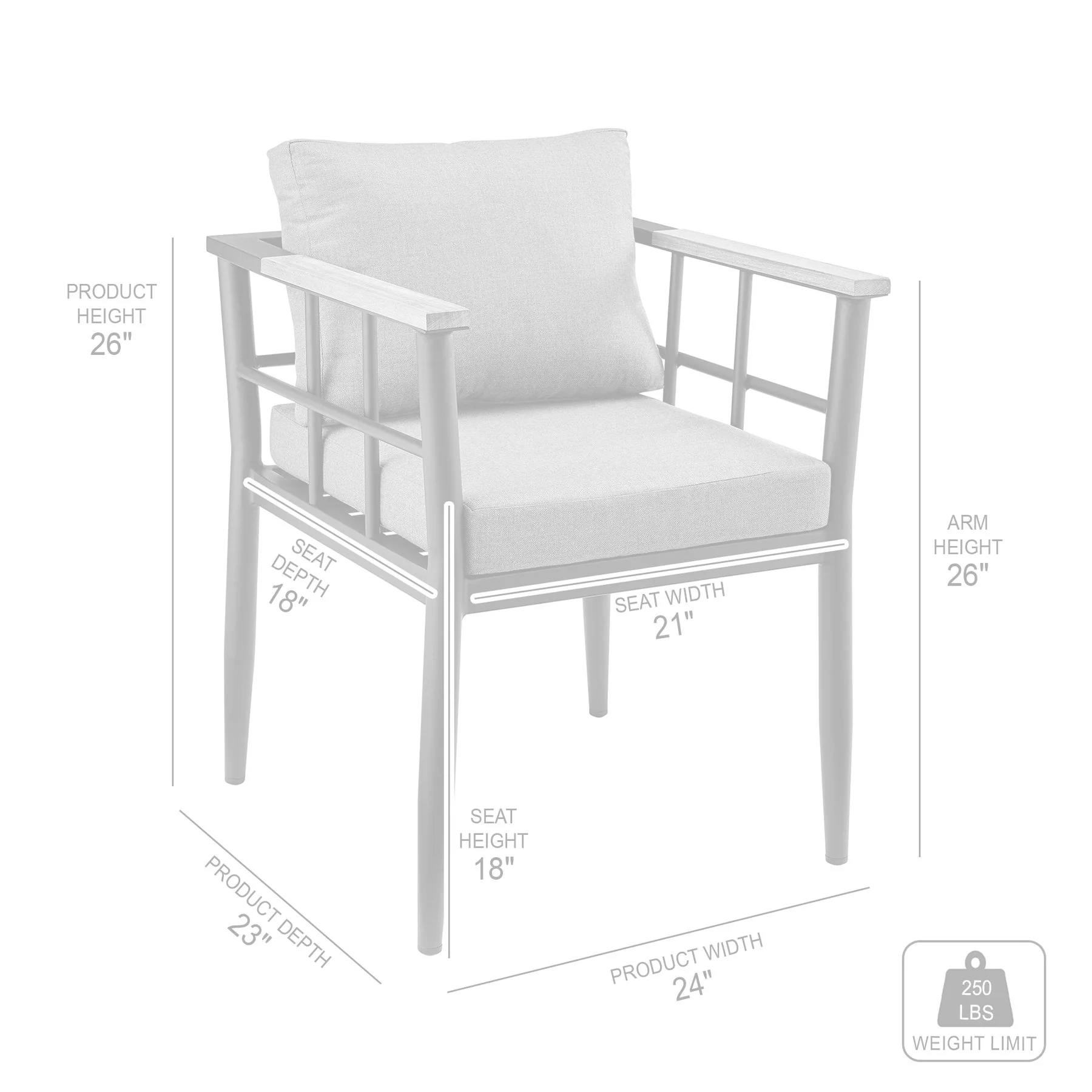 Ezra Outdoor Patio 7-Piece Dining Table Set in Aluminum and Teak with Gray Cushions - Image 11