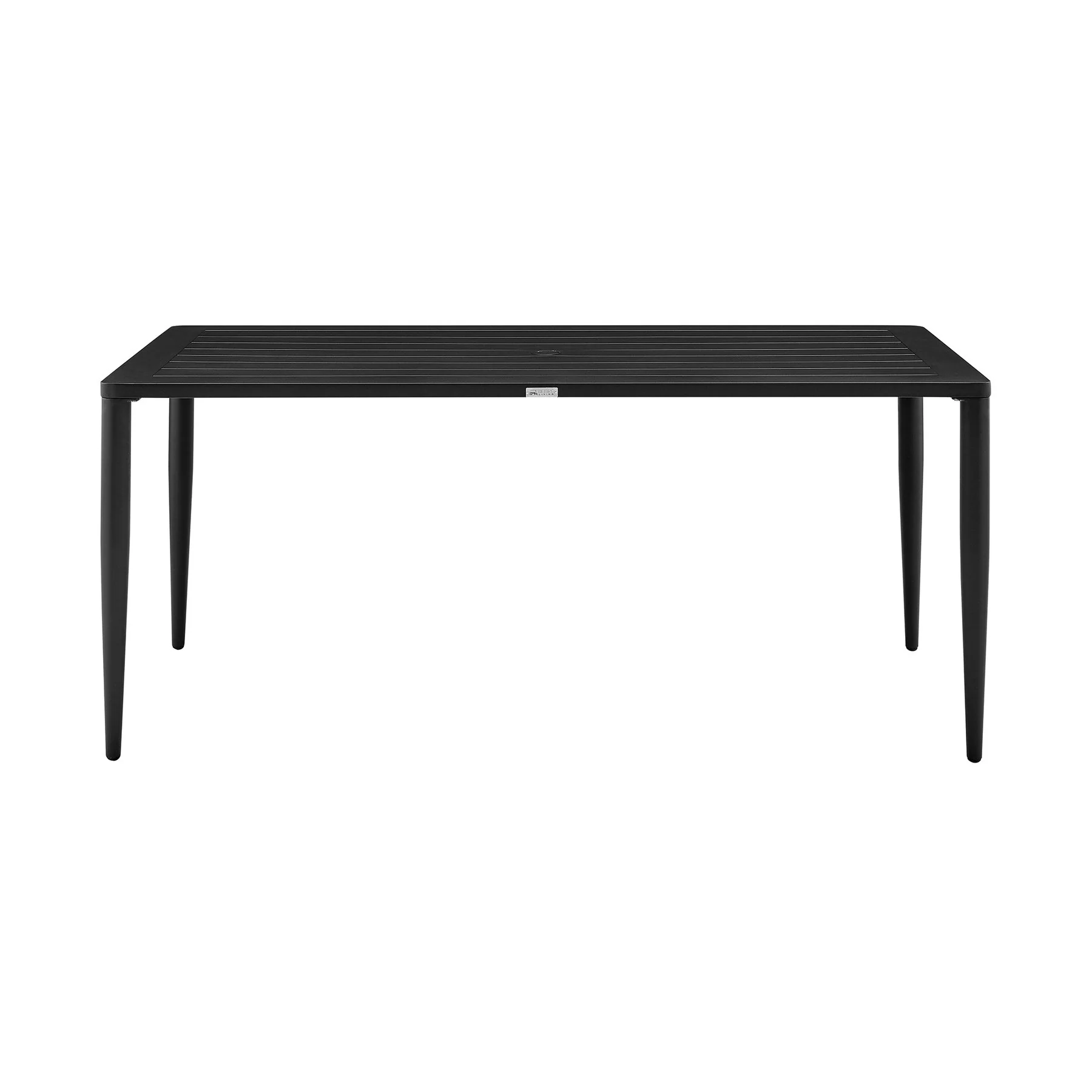 Ezra Outdoor Patio 7-Piece Dining Table Set in Aluminum and Teak with Gray Cushions - Image 4