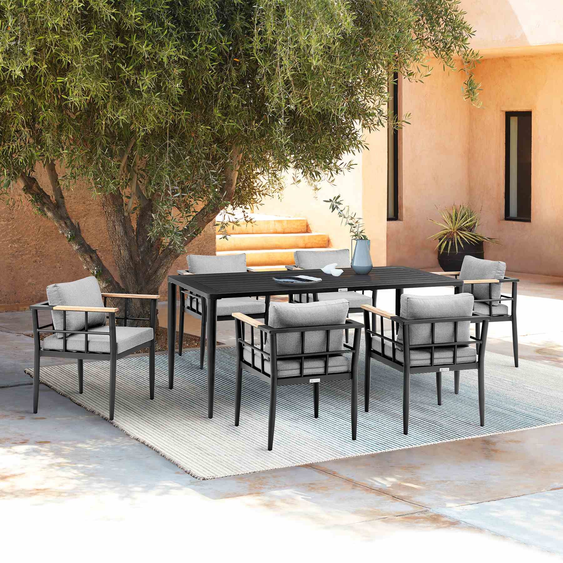 Ezra Outdoor Patio Dining Table in Aluminum - Image 9