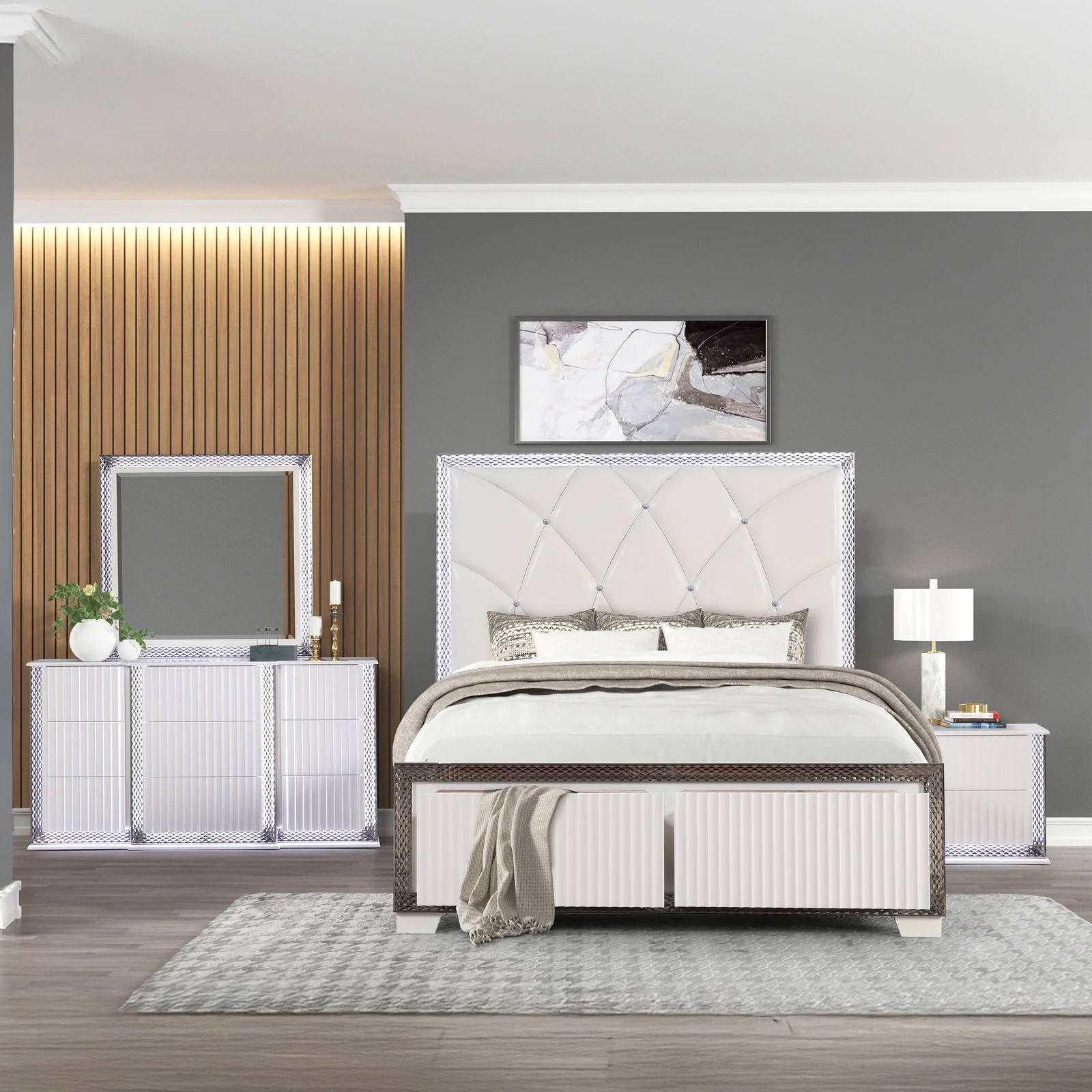 Fabio Queen 4PC Bedroom Set White - Image 22