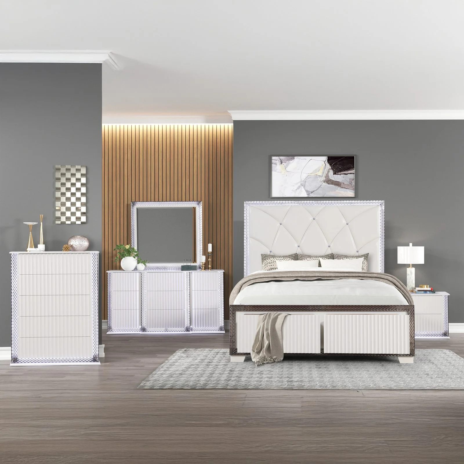 Fabio Queen 5PC Bedroom Set White - Image 27