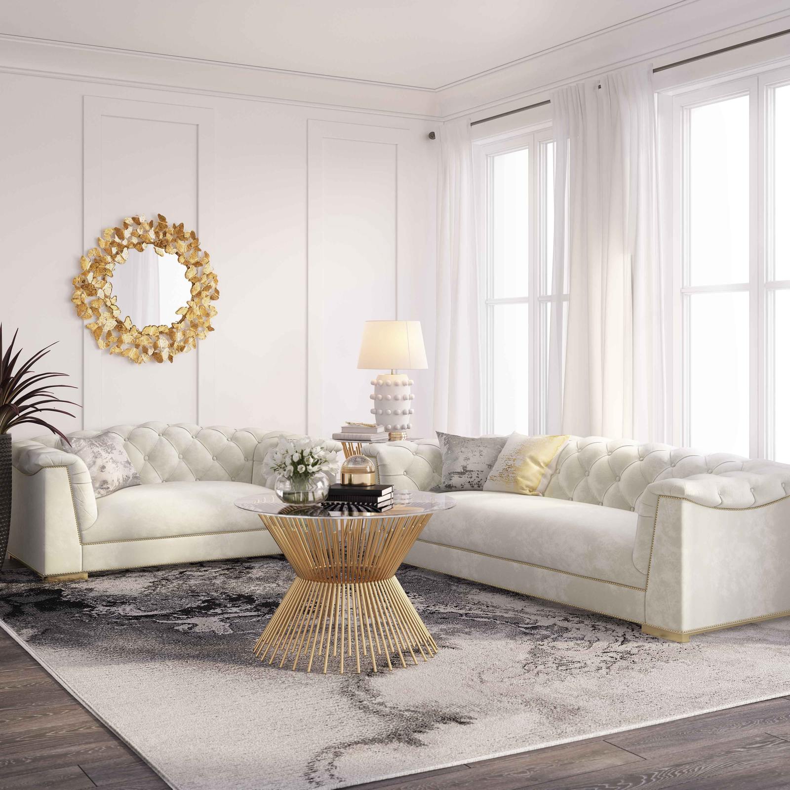 Farah Cream Velvet Loveseat - Image 2