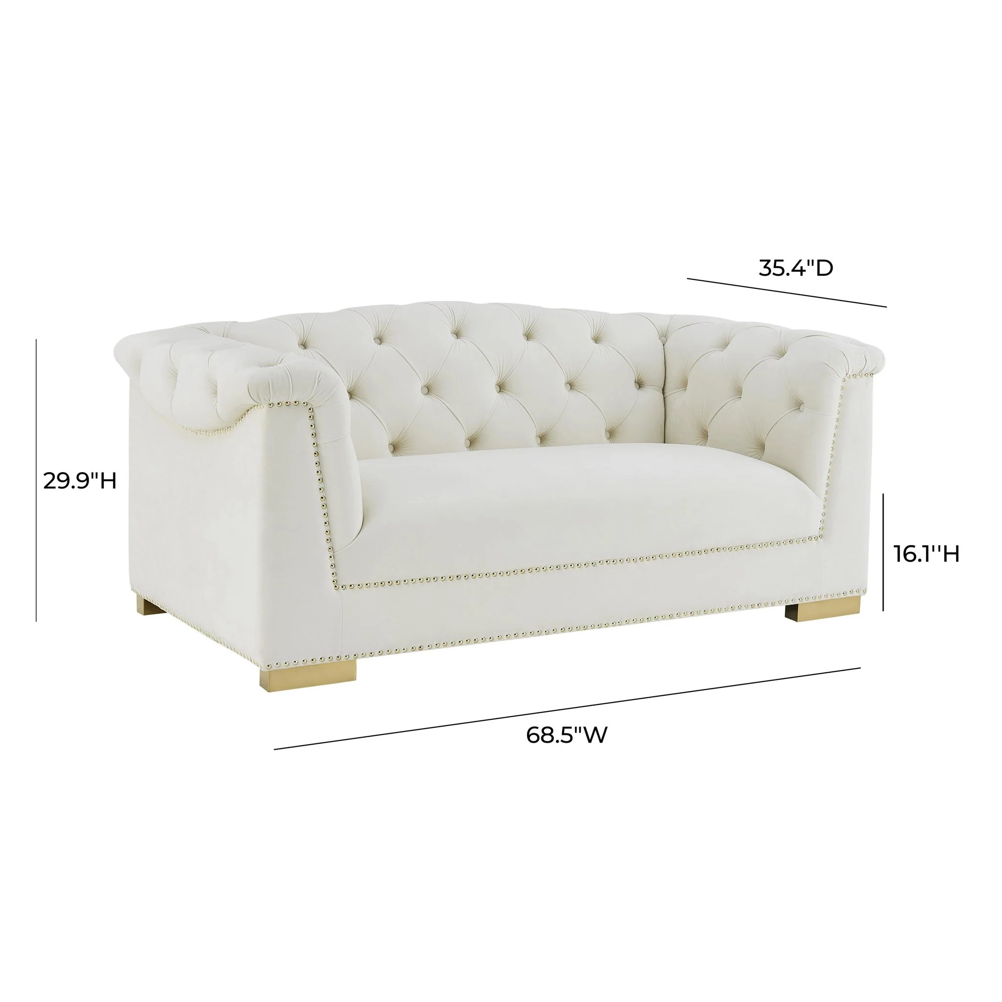 Farah Cream Velvet Loveseat - Image 7