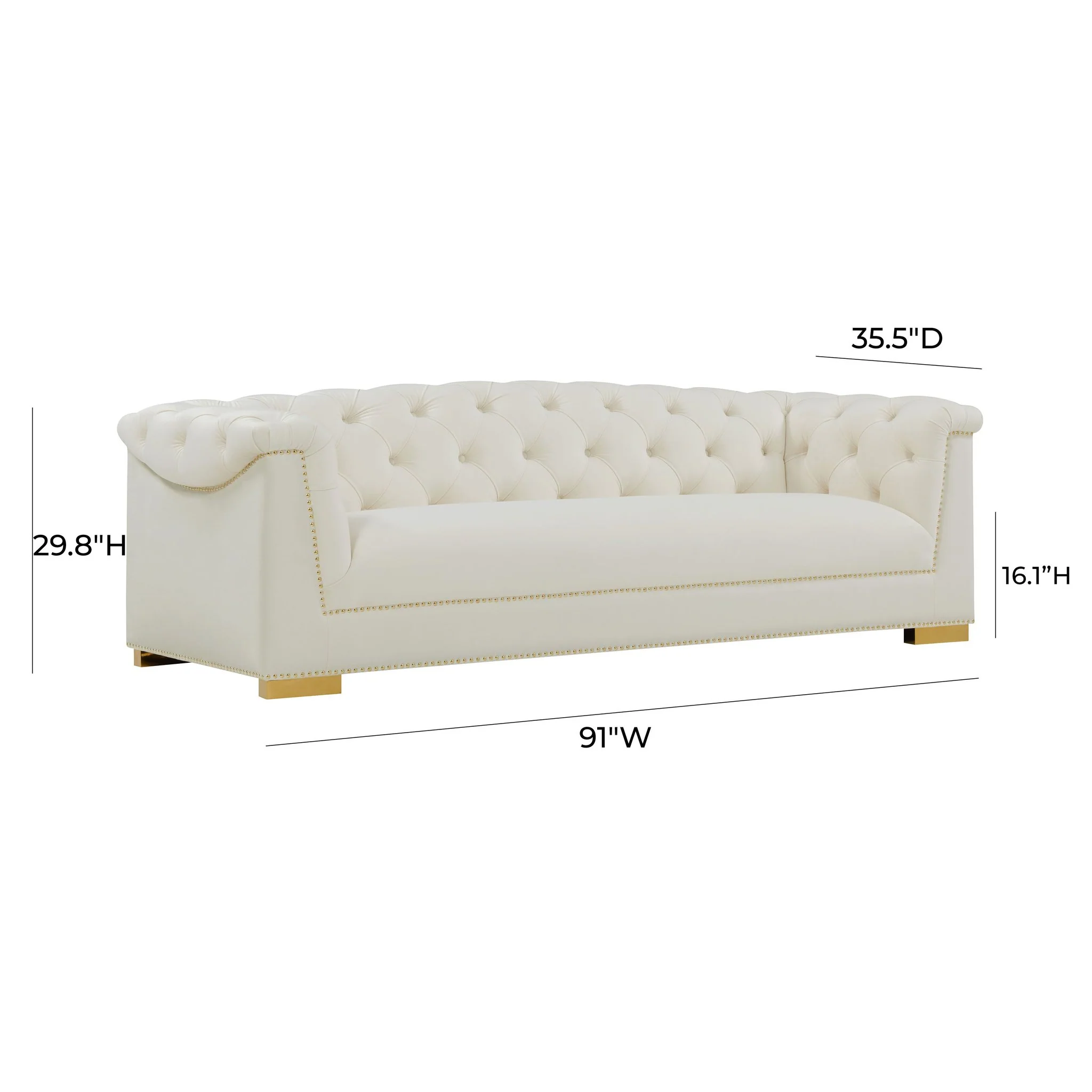 Farah Cream Velvet Sofa - Image 6