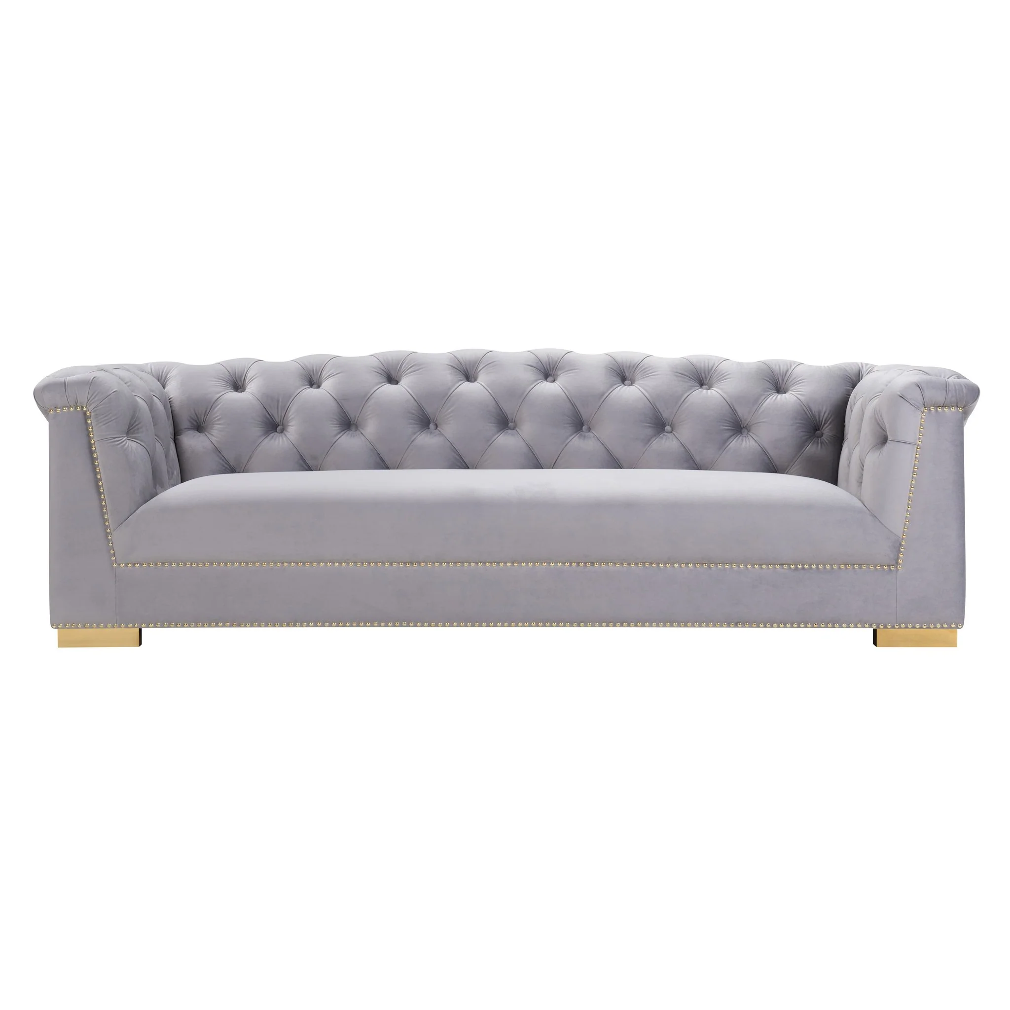 Farah Grey Velvet Sofa - Image 3
