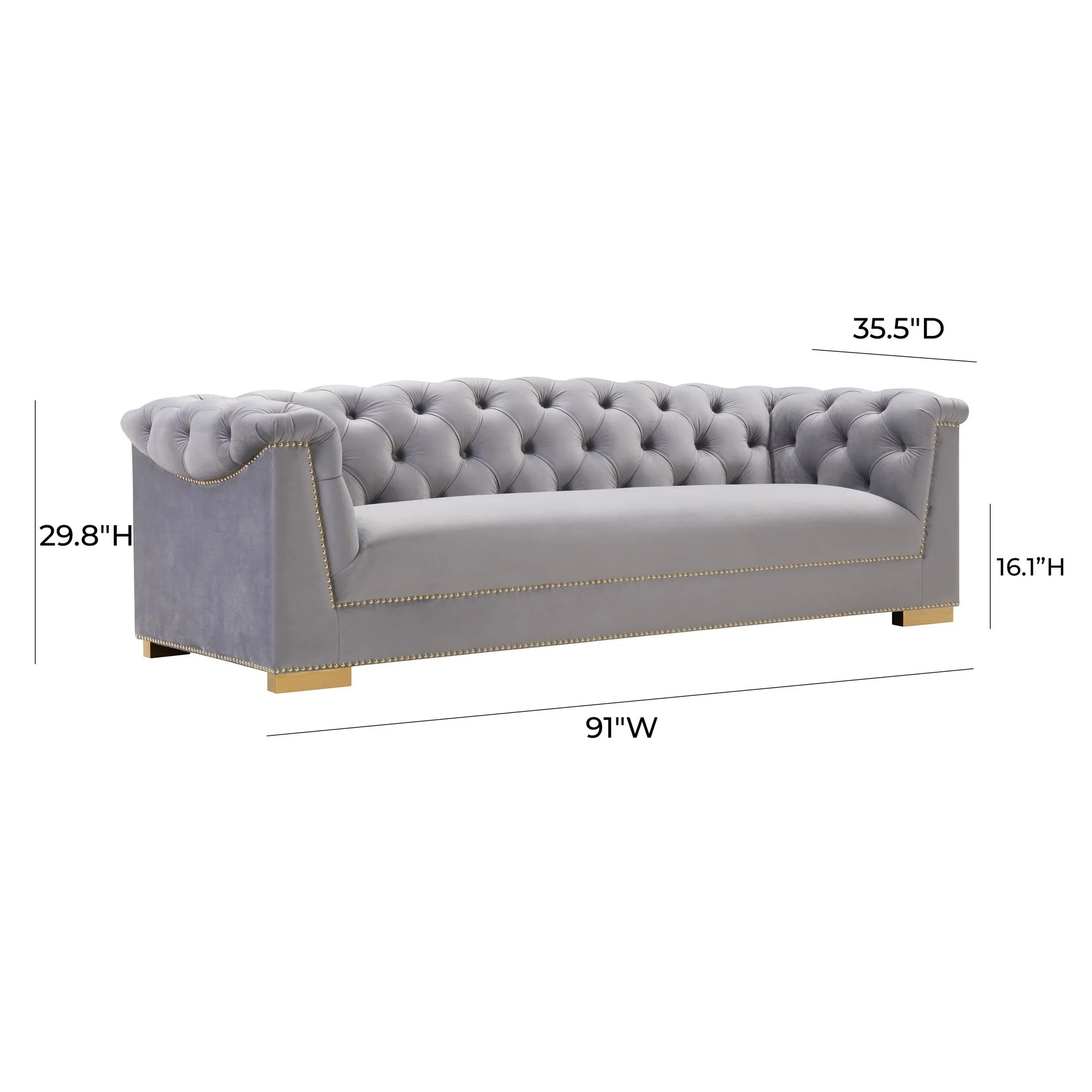 Farah Grey Velvet Sofa - Image 6