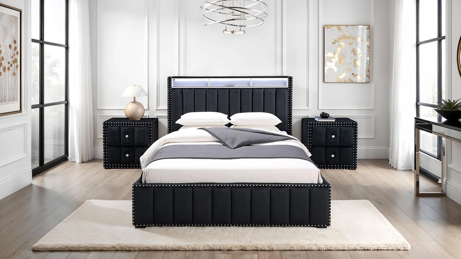 Farese Full Bed, Black - Image 2