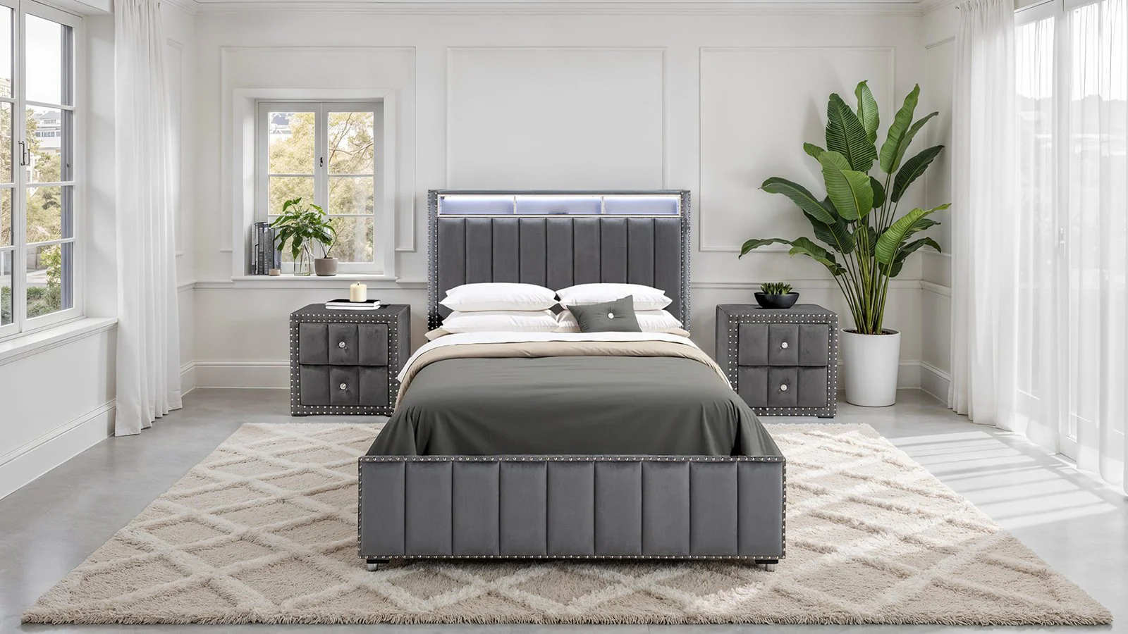 Farese Queen Bed, Dark Gray - Image 2