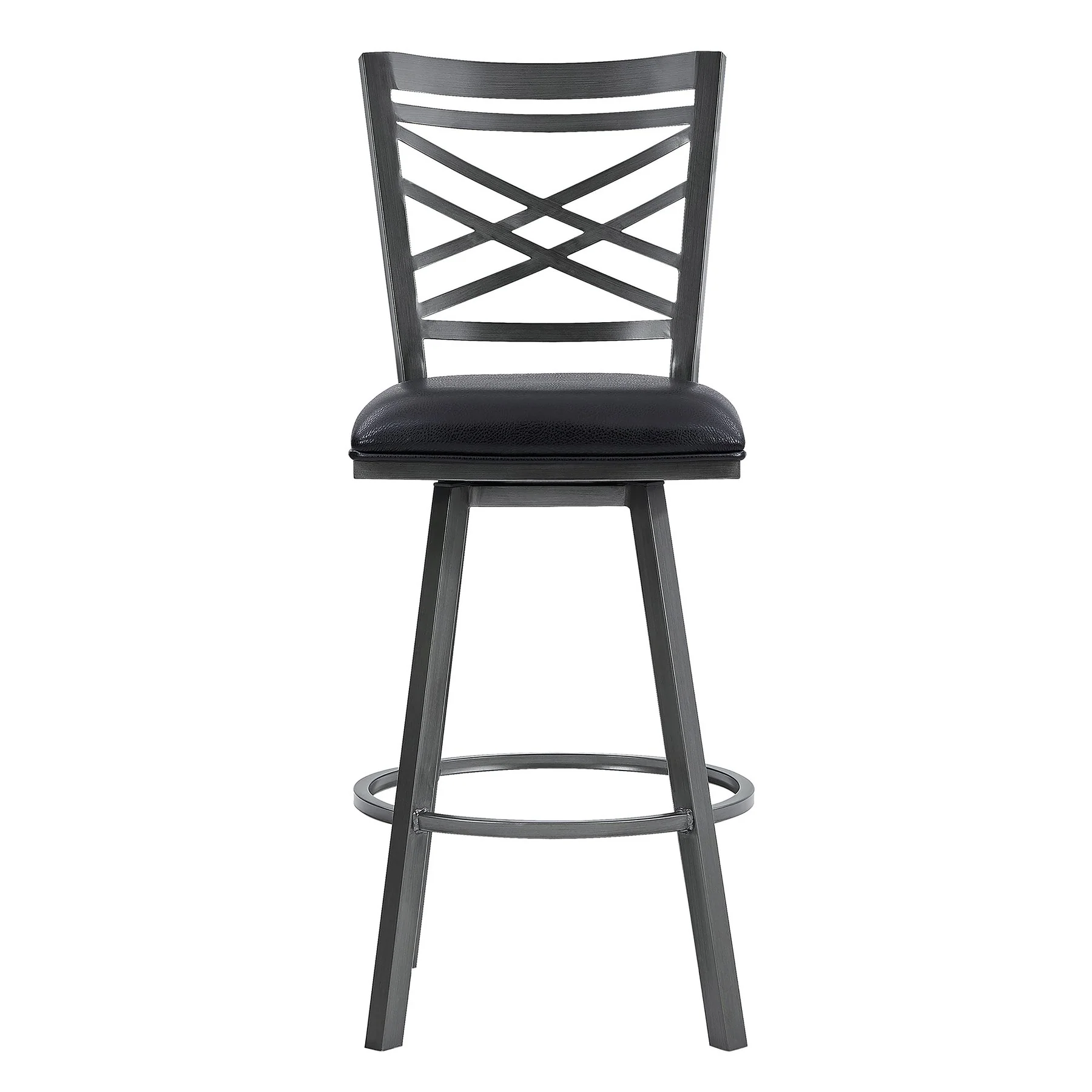 Fargo 26" Counter Height Metal Barstool in Mineral Finish with Black Faux Leather - Image 2