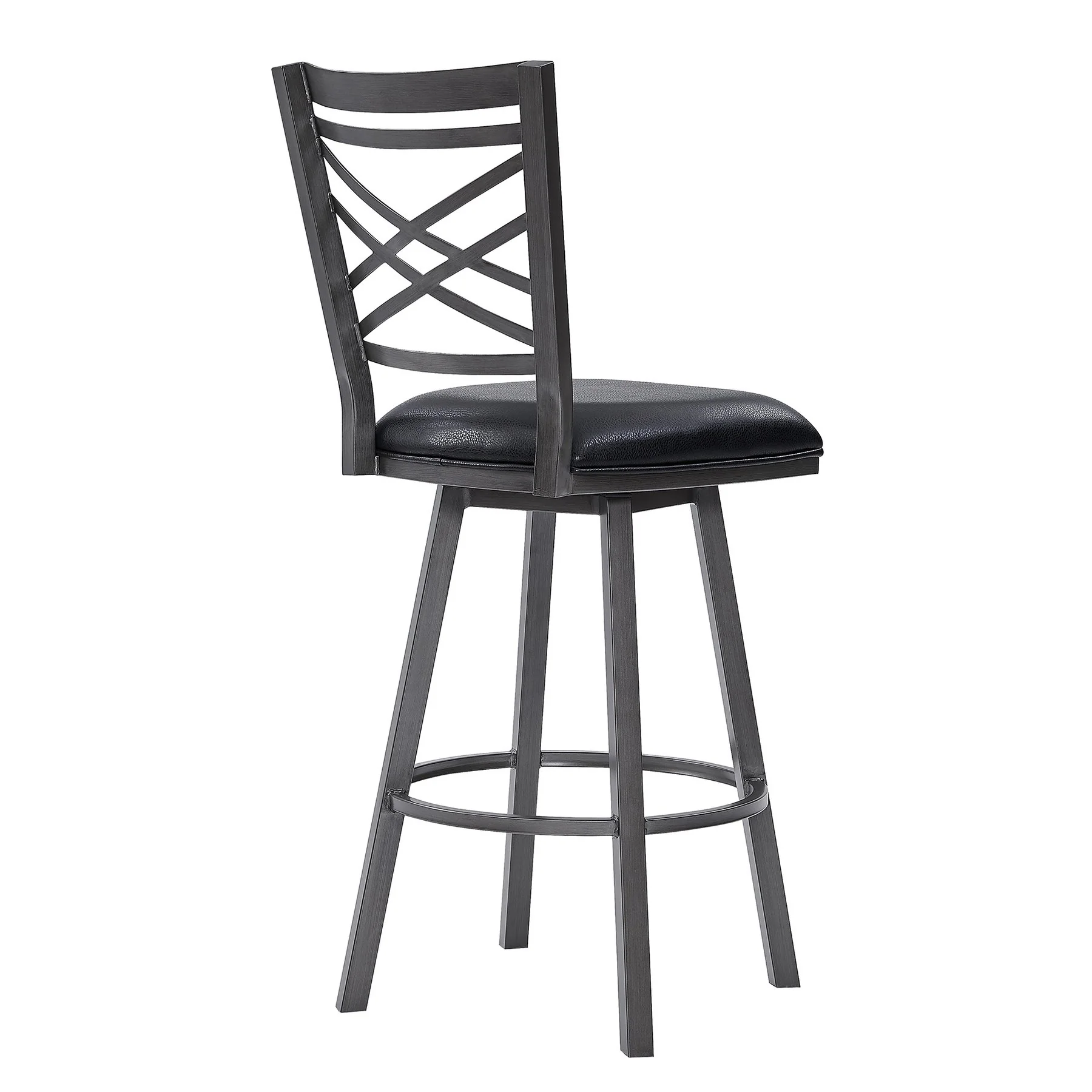 Fargo 30" Counter Height Metal Barstool in Mineral Finish with Black Faux Leather - Image 3