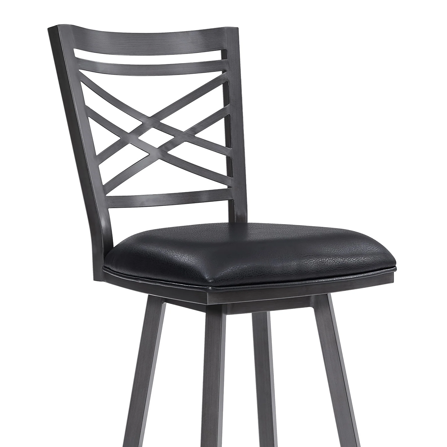 Fargo 30" Counter Height Metal Barstool in Mineral Finish with Black Faux Leather - Image 4
