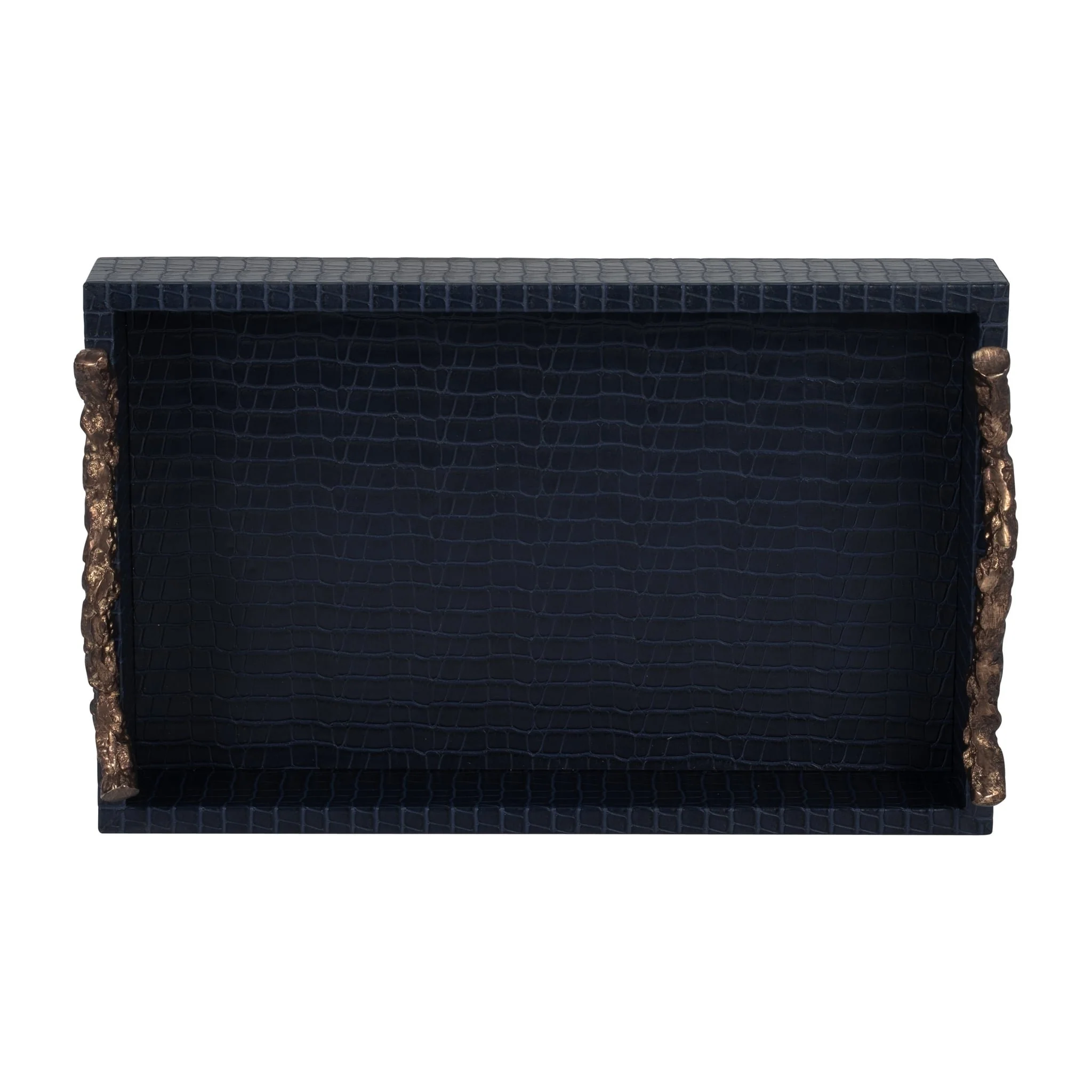 Faux Leather, 16" Copenhagen Tray, Navy/gold - Image 5