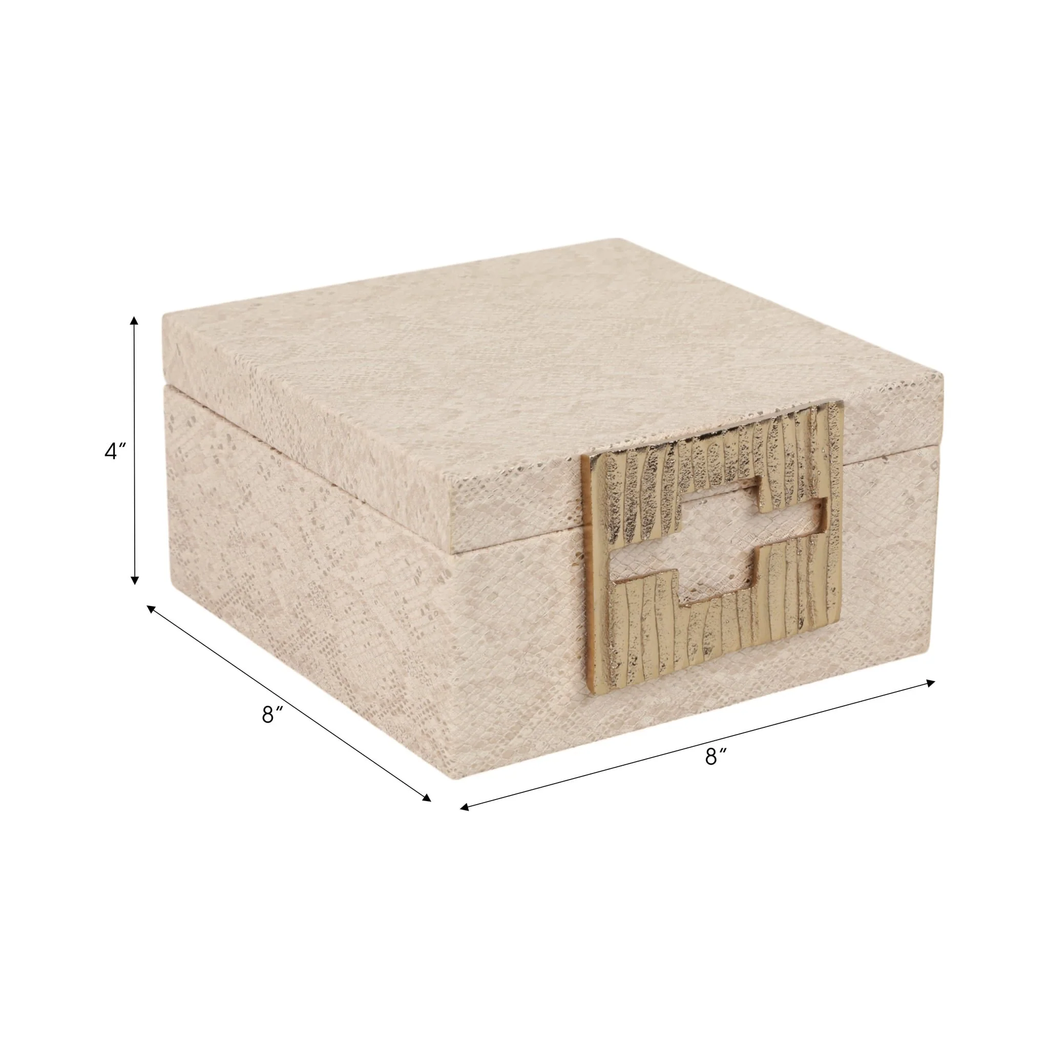 Faux Leather, 8" Square Metallic Box, Nude - Image 4