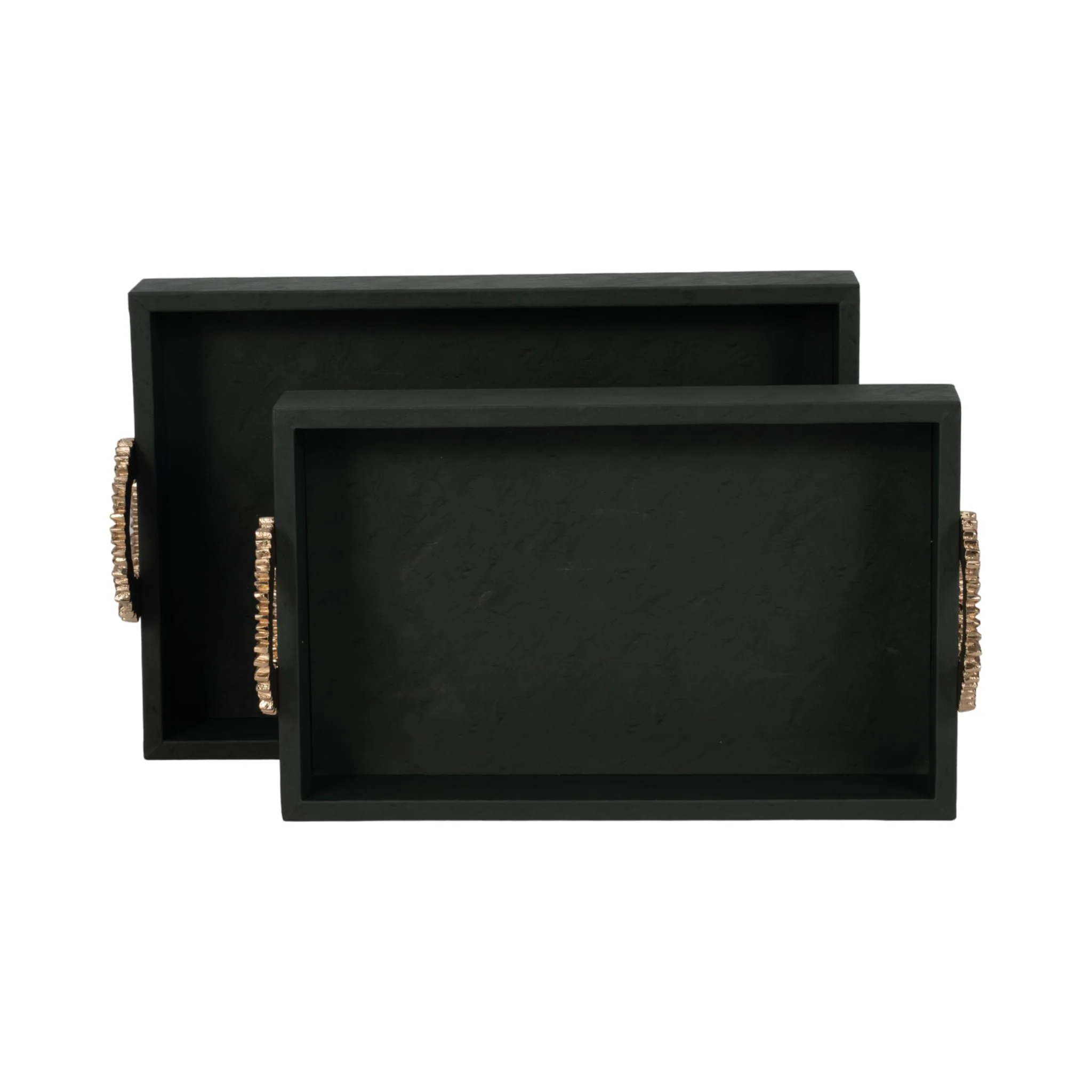 Faux Leather, S/2 16/18" 5th Ave Trays, Green/gold - Image 4