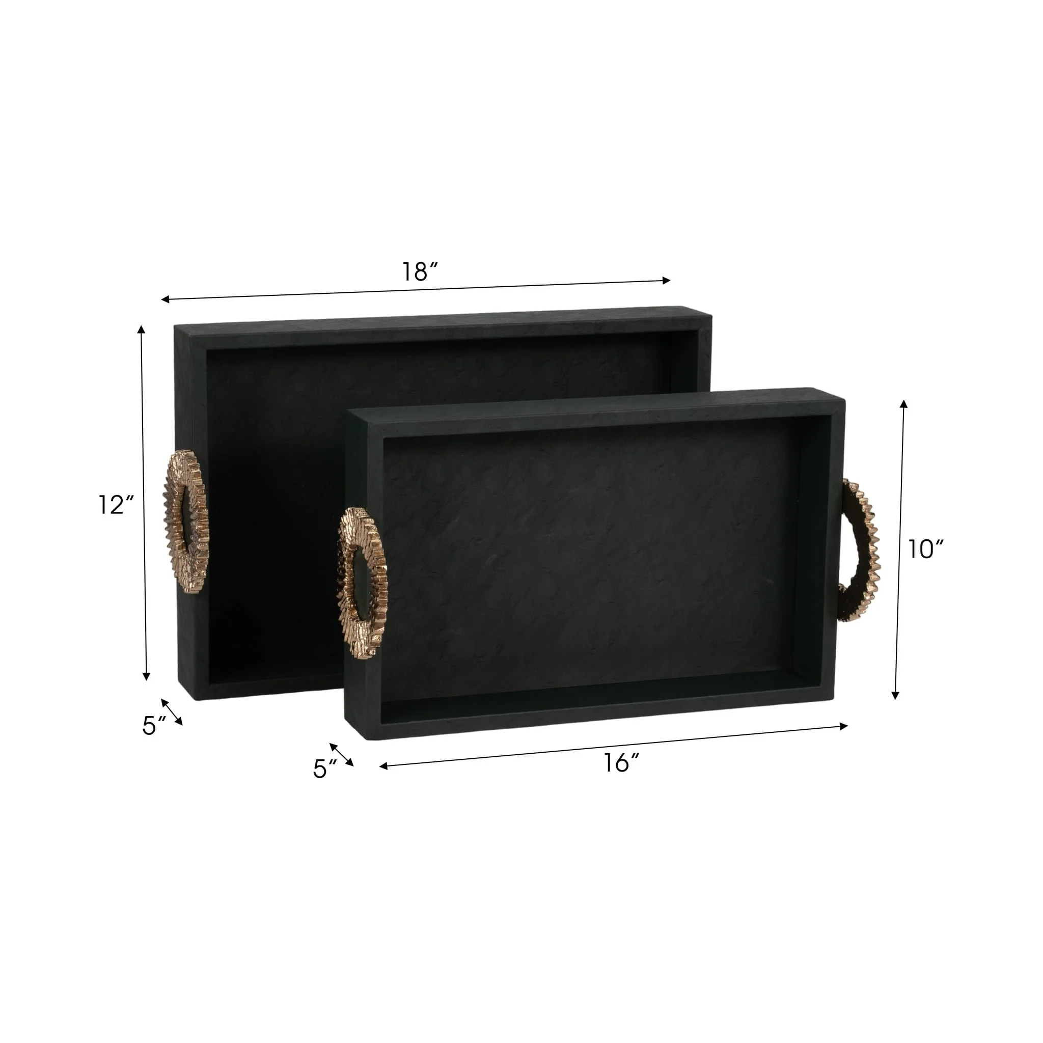 Faux Leather, S/2 16/18" 5th Ave Trays, Green/gold - Image 7