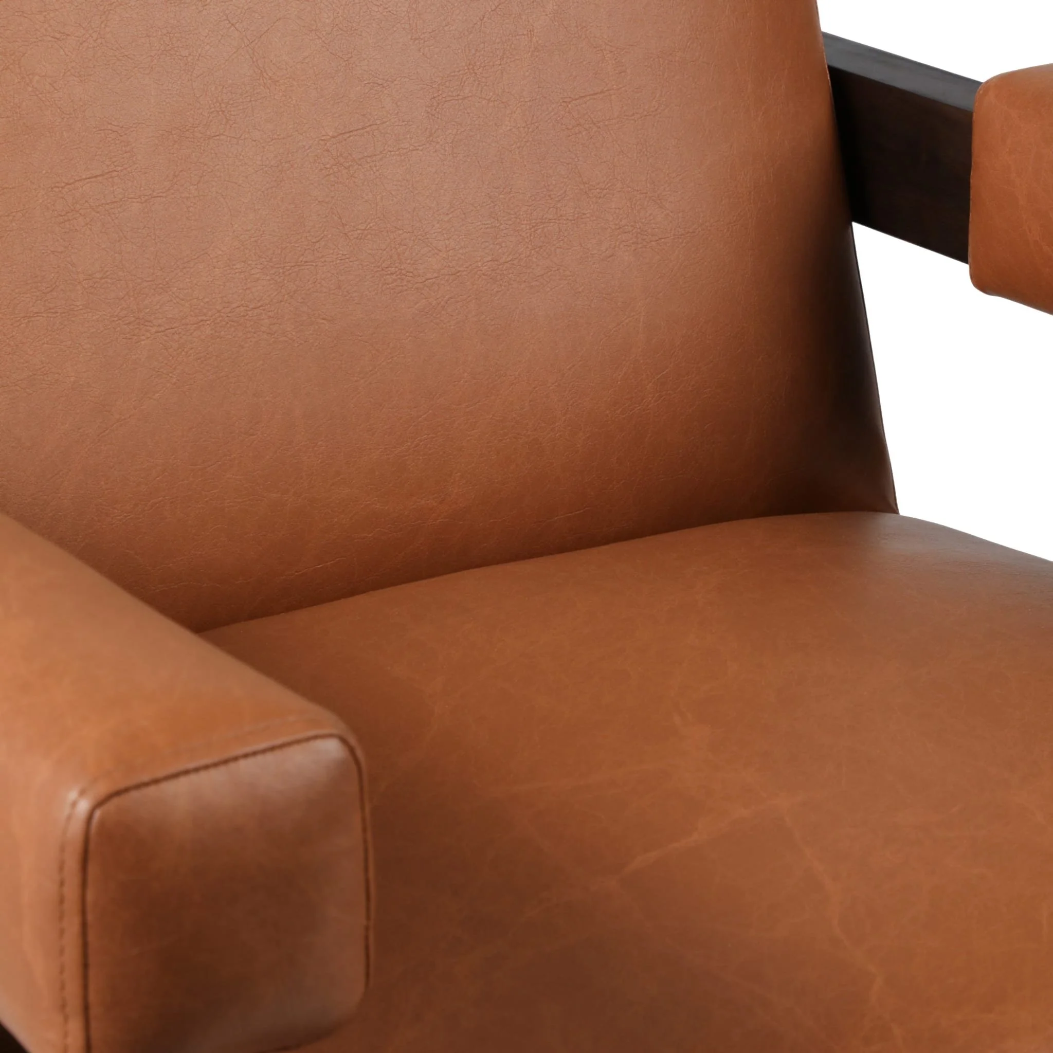 Faux Leather Scandinavian Chair, Brown - Image 6