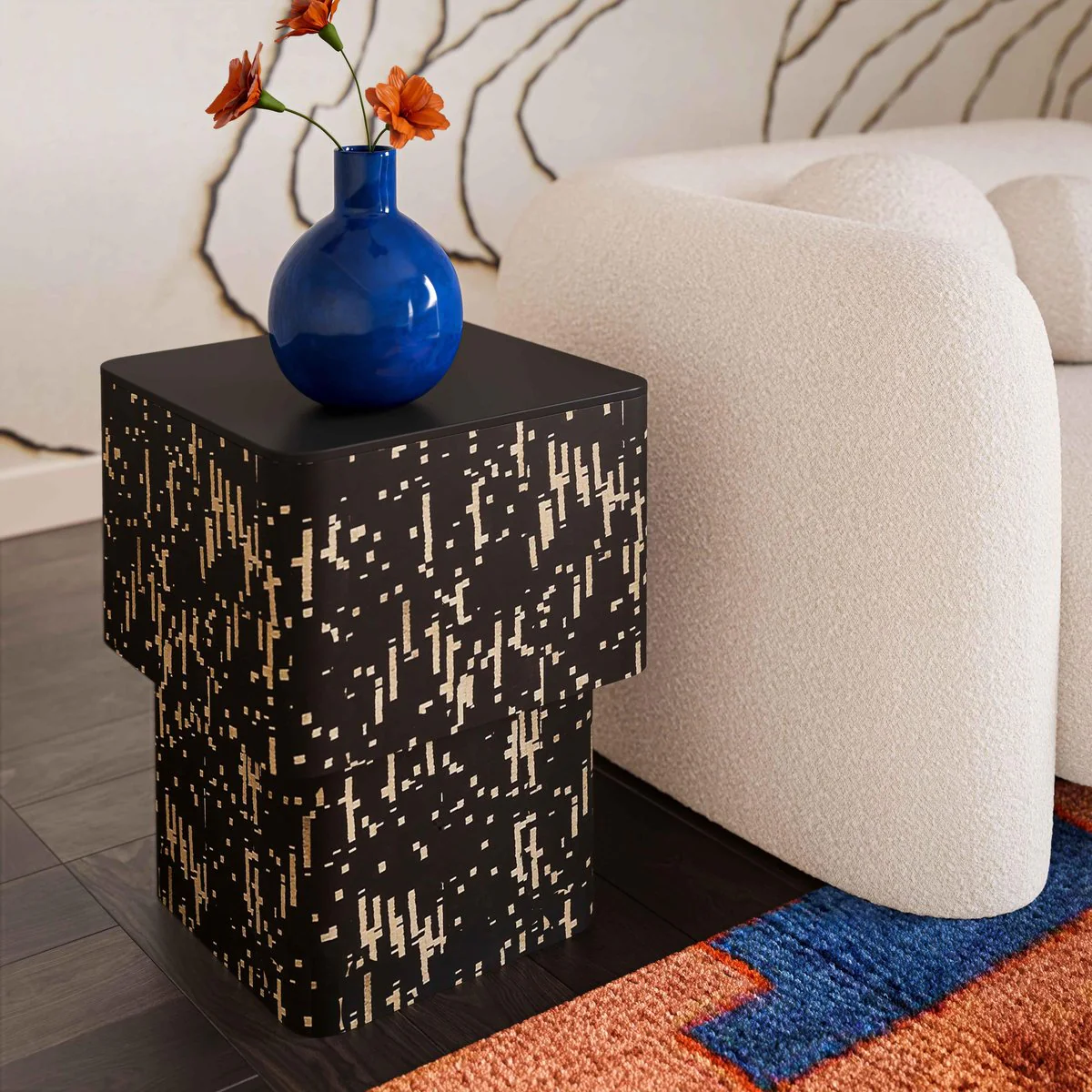 Faye Black Glass Side Table - Image 2