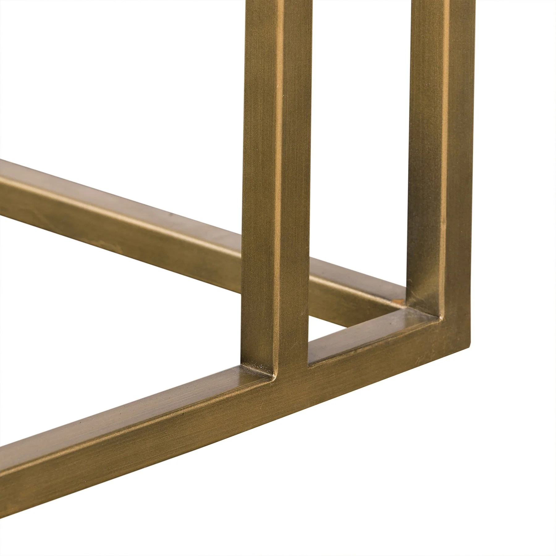 Faye Rustic Brown Wood C-Shape End table with Antique Brass Base - Image 6