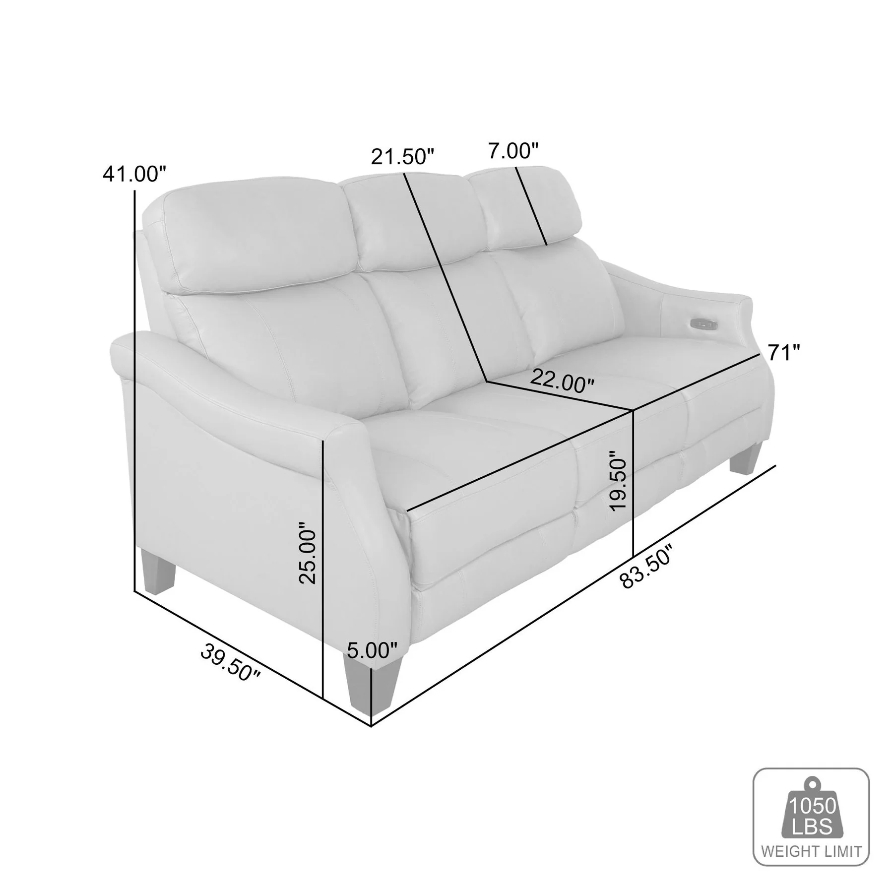 Felicity 84" Zero Gravity Power Reclining Sofa in Silver Leather - Image 14