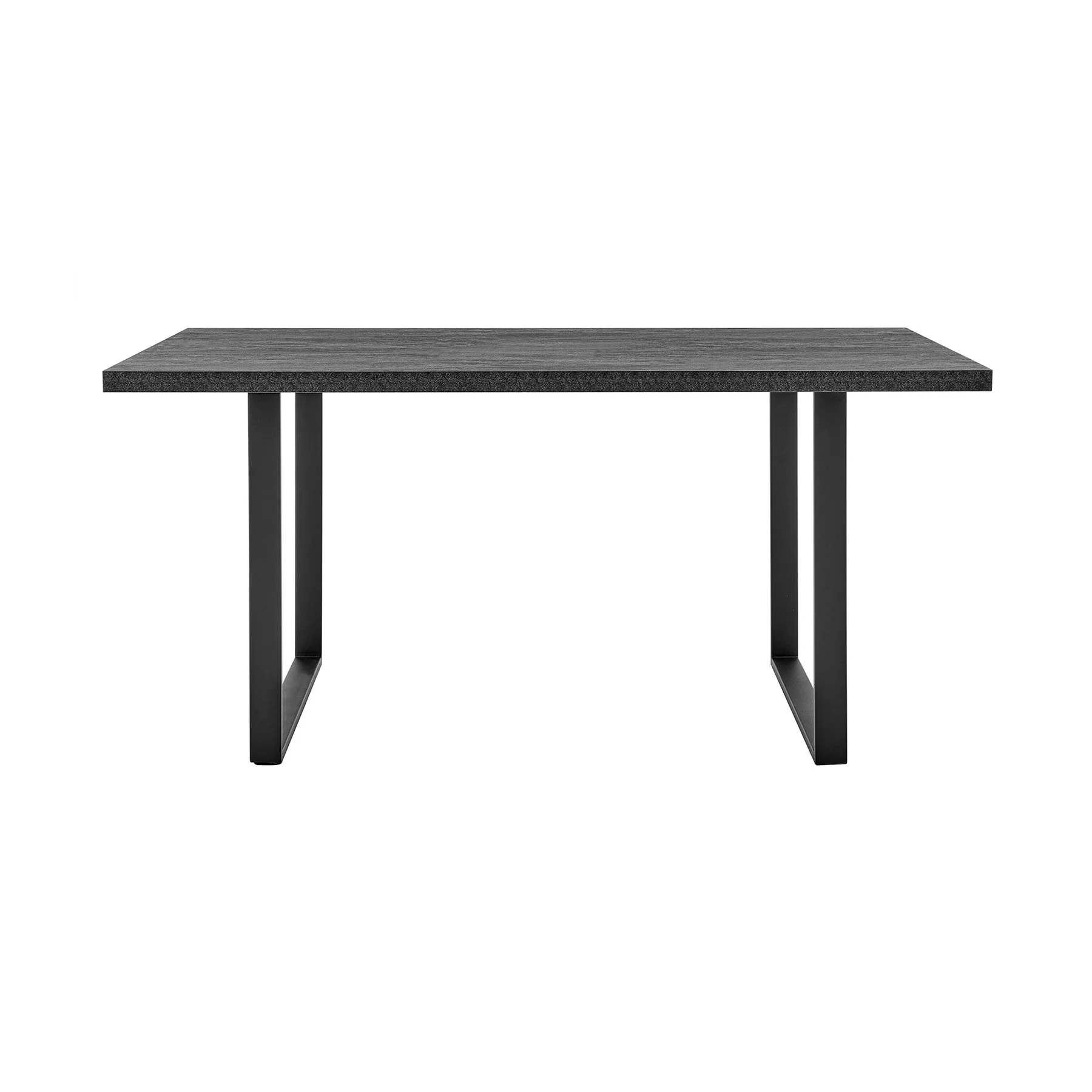 Fenton and Pacific 5 Piece Modern Rectangular Dining Set with Black Base in Black Melamine Wood and Gray Fabric - Image 4