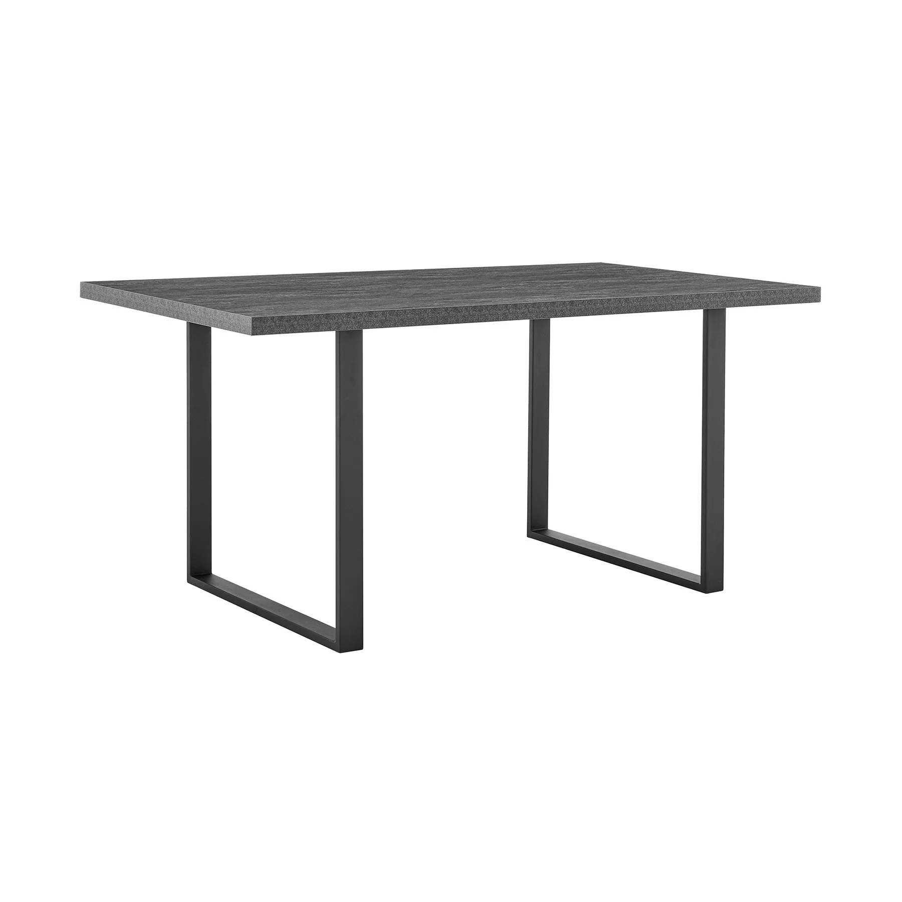 Fenton and Pacific 5 Piece Modern Rectangular Dining Set with Black Base in Black Melamine Wood and Gray Fabric - Image 5