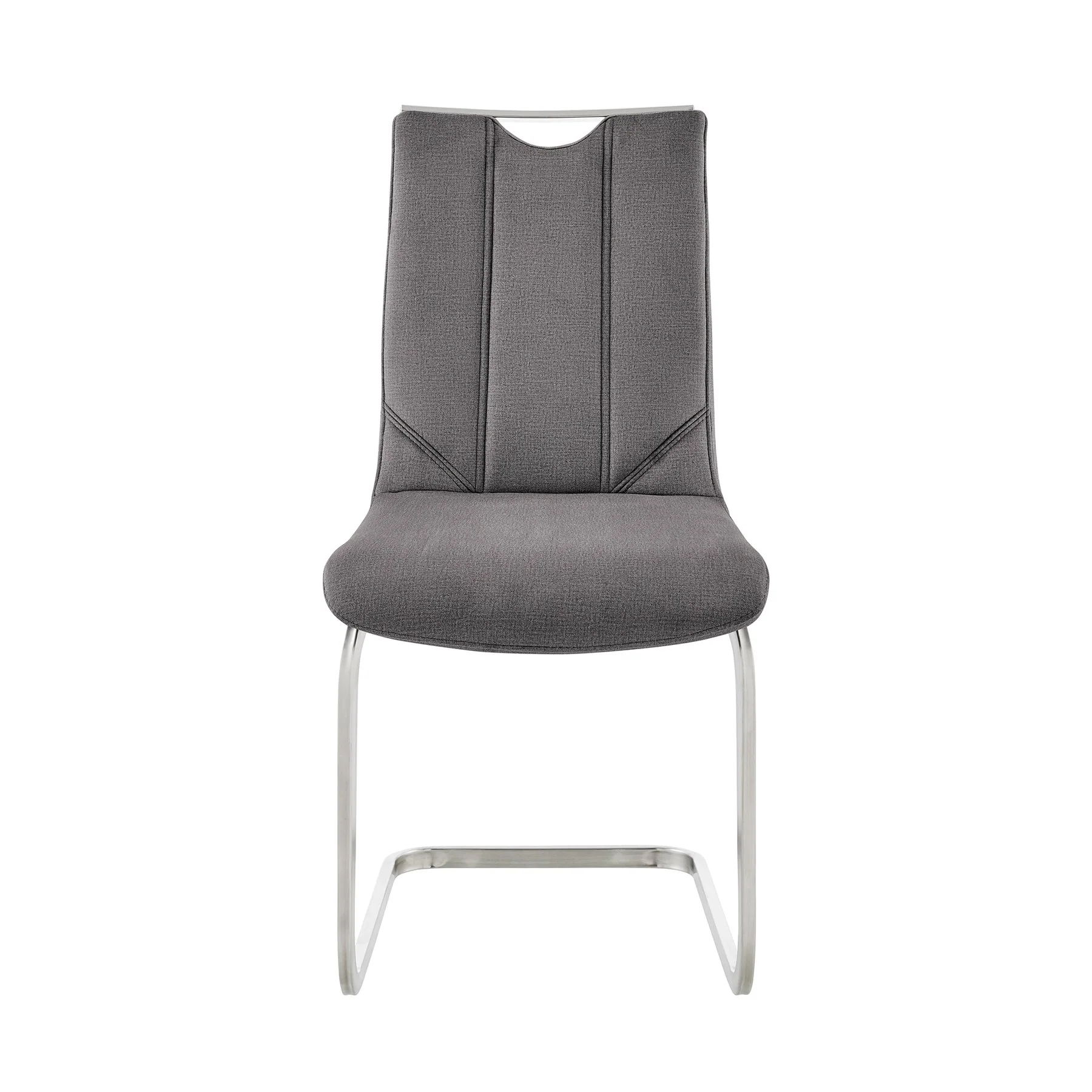 Fenton and Pacific 5 Piece Modern Rectangular Dining Set with Metal Base in Gray Melamine Wood and Gray Fabric - Image 2