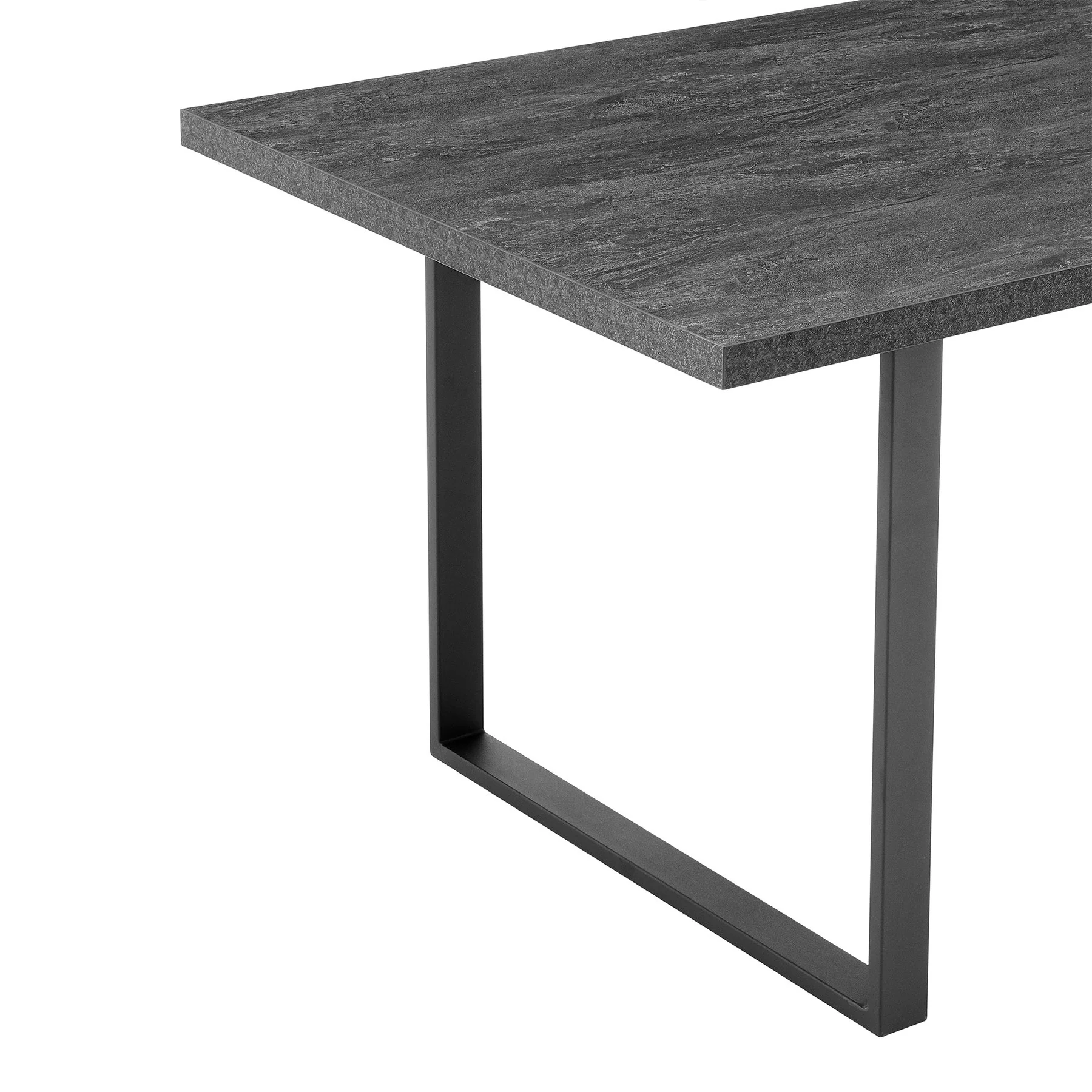 Fenton and Pacific 7 Piece Modern Rectangular Dining Set with Black Base in Black Melamine Wood and Gray Fabric - Image 7