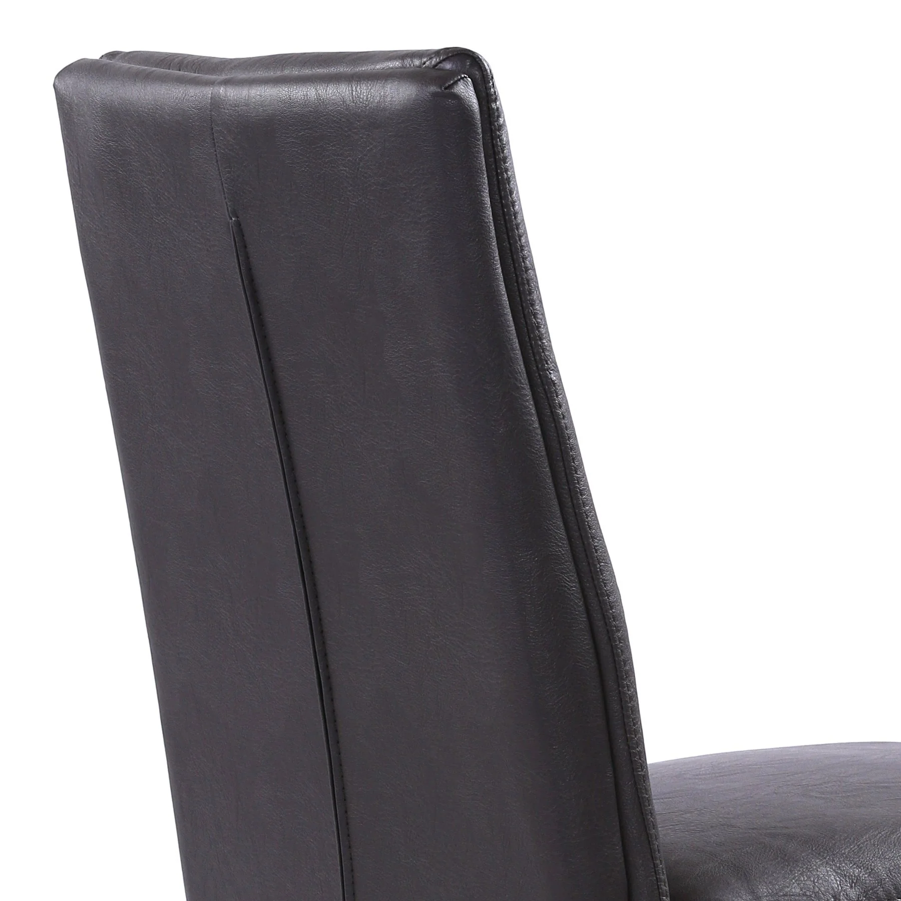 Fenton Contemporary Dining Chair in Brushed Stainless Steel Finish with Gray Faux Leather - Set of 2 - Image 3