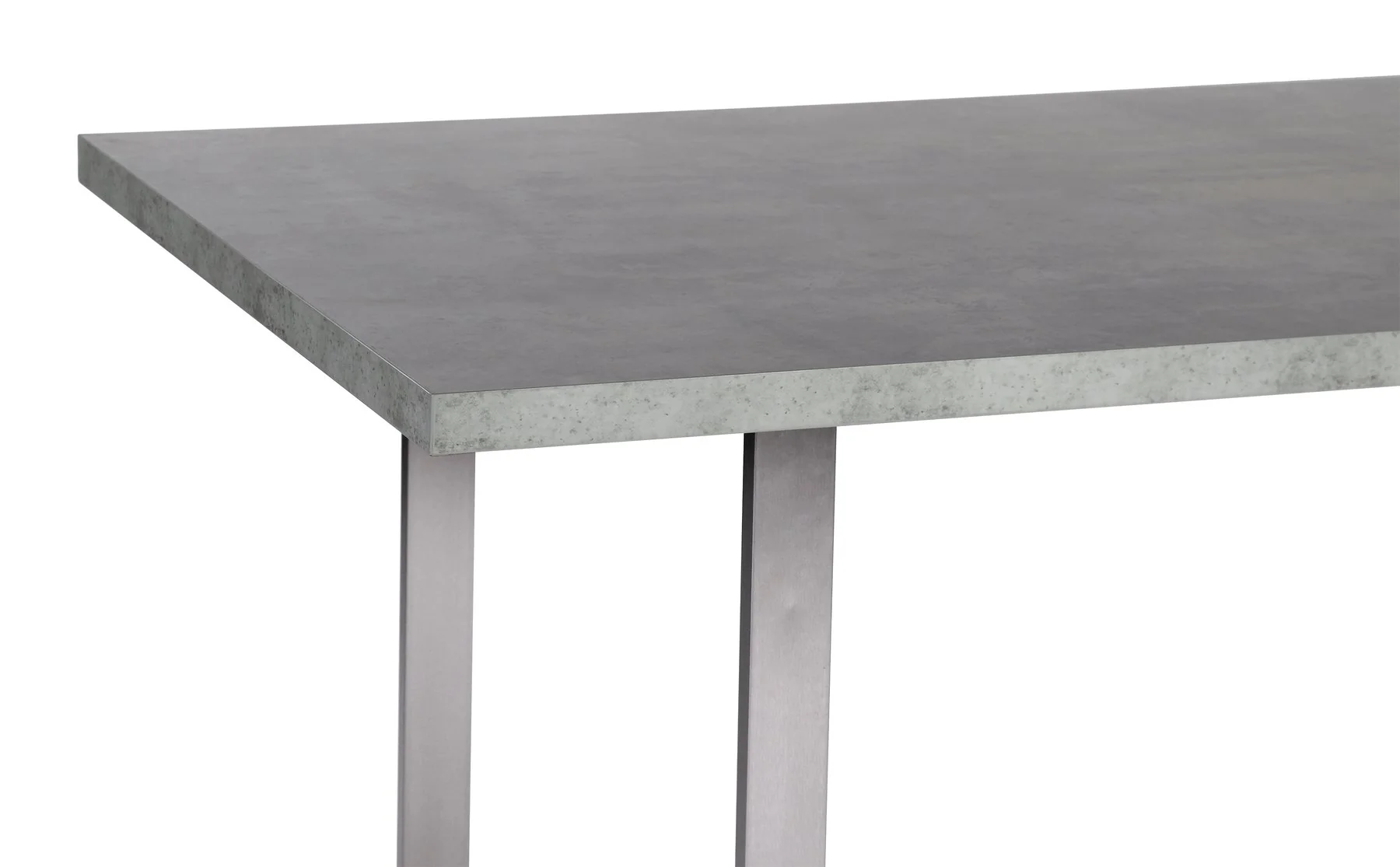 Fenton Dining Table with Cement Gray Laminate Top and Brushed Stainless Steel Base - Image 4
