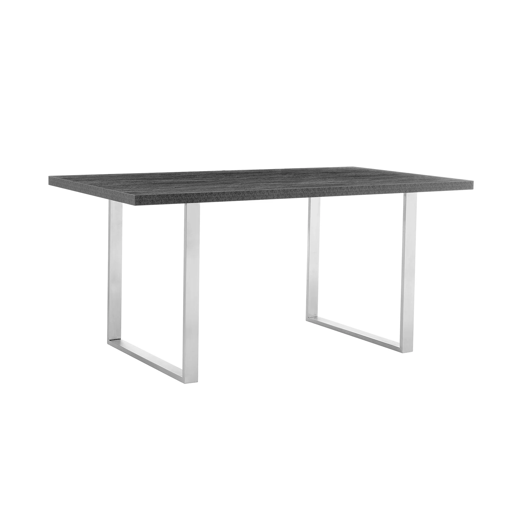 Fenton Dining Table with Charcoal Top and Brushed Stainless Steel Base - Image 2