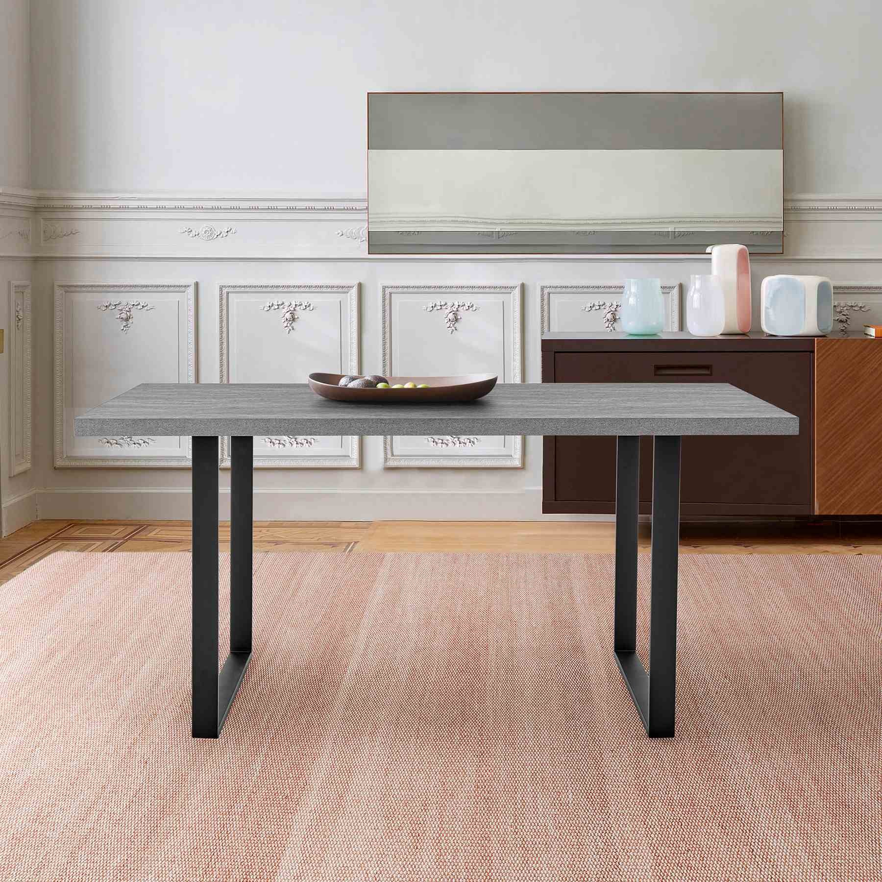 Fenton Dining Table with Gray Top and Black Base - Image 5