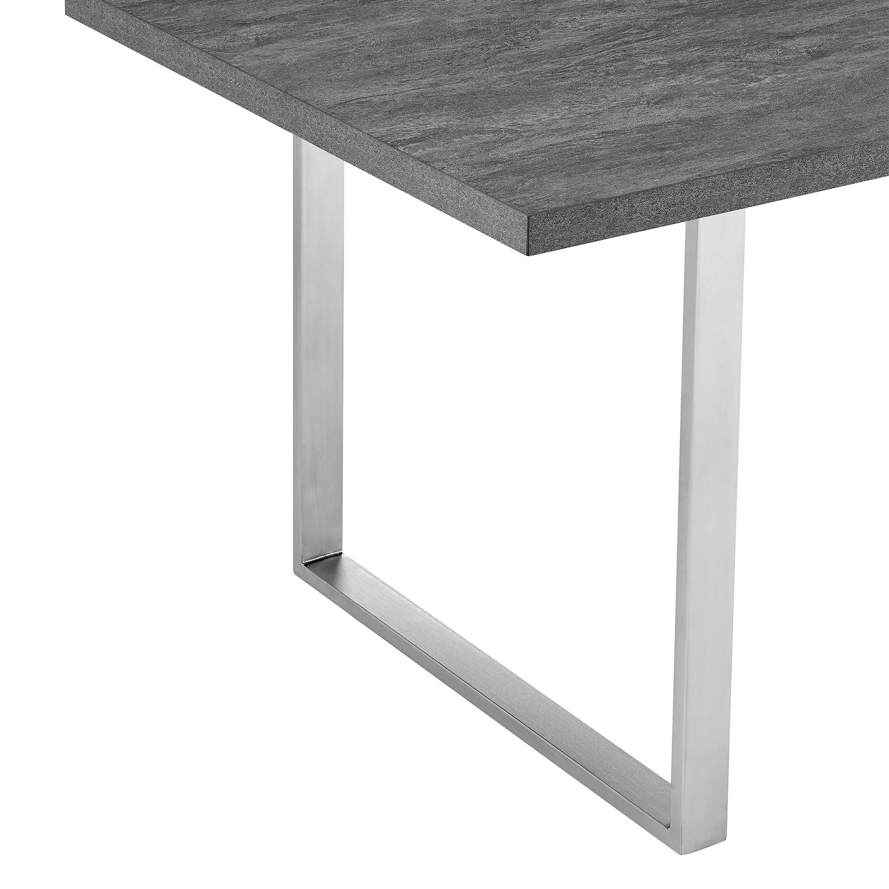 Fenton Dining Table with Gray Top and Brushed Stainless Steel Base - Image 3