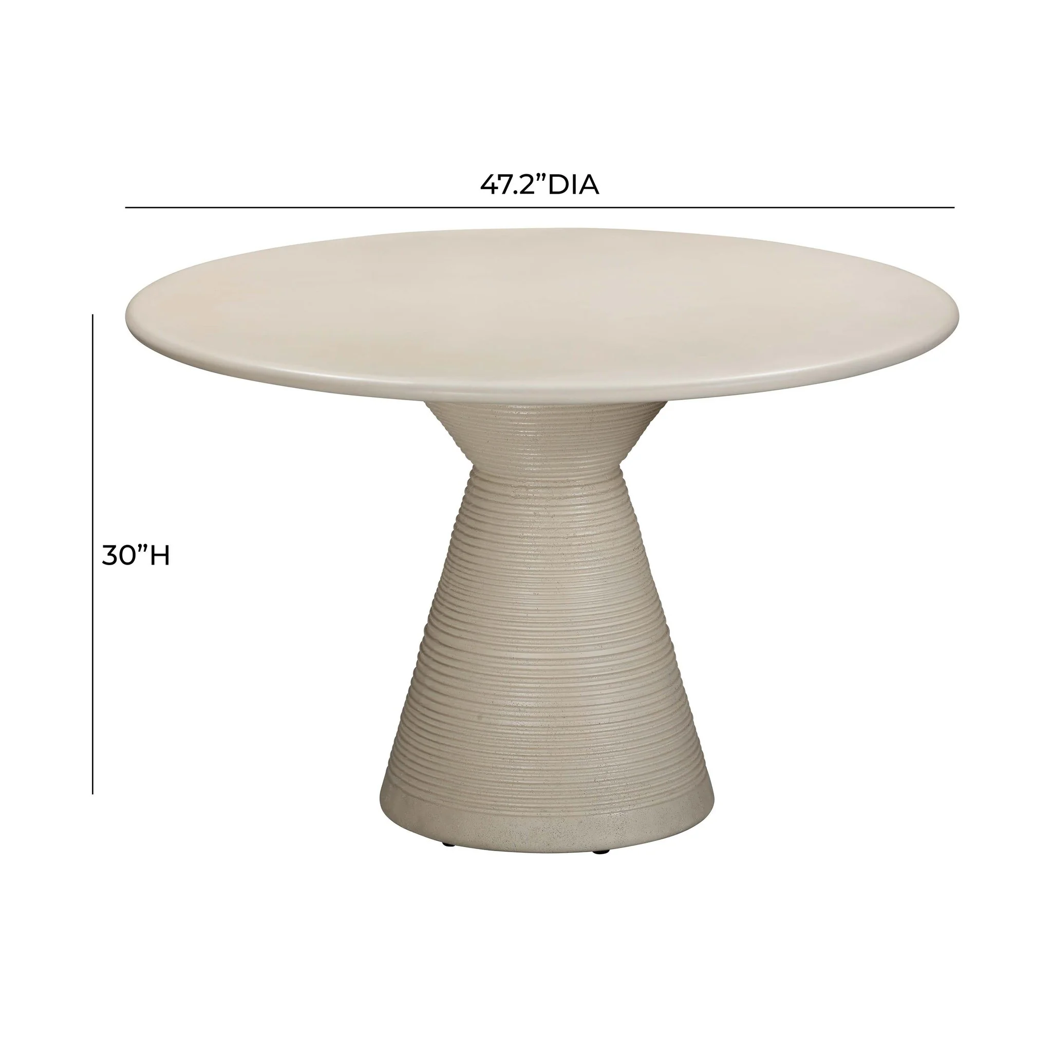 Fern Beige Textured Faux Plaster Concrete Indoor / Outdoor Round Dining Table - Image 6