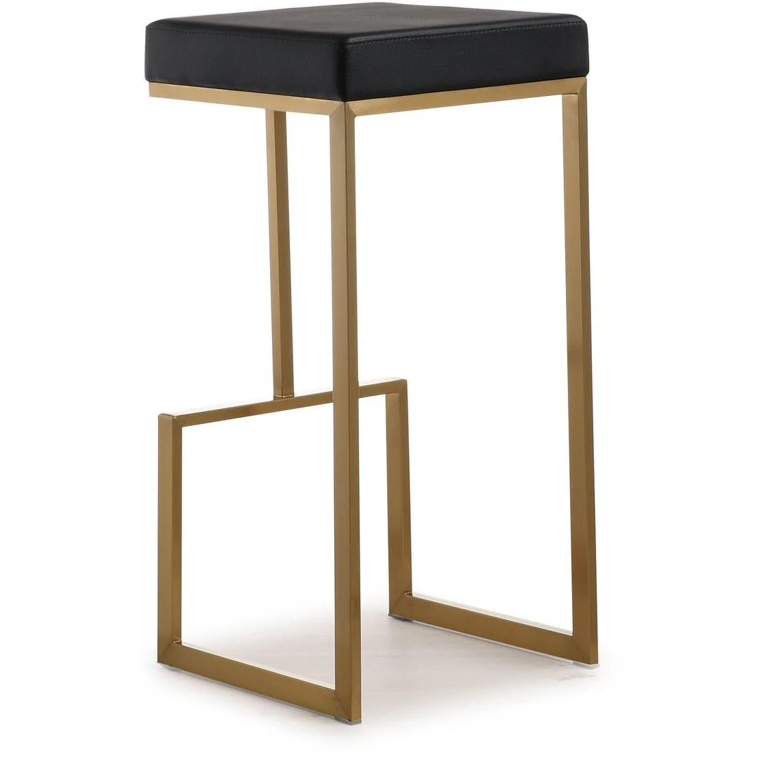 Ferrara Black Performance Vegan Leather and Gold Steel Barstool - Set of 2 - Image 4