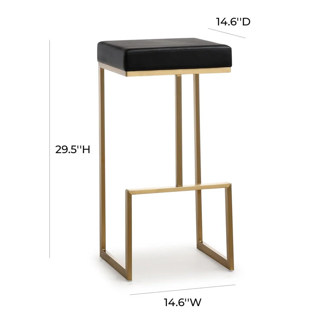 Ferrara Black Performance Vegan Leather and Gold Steel Barstool - Set of 2 - Image 9