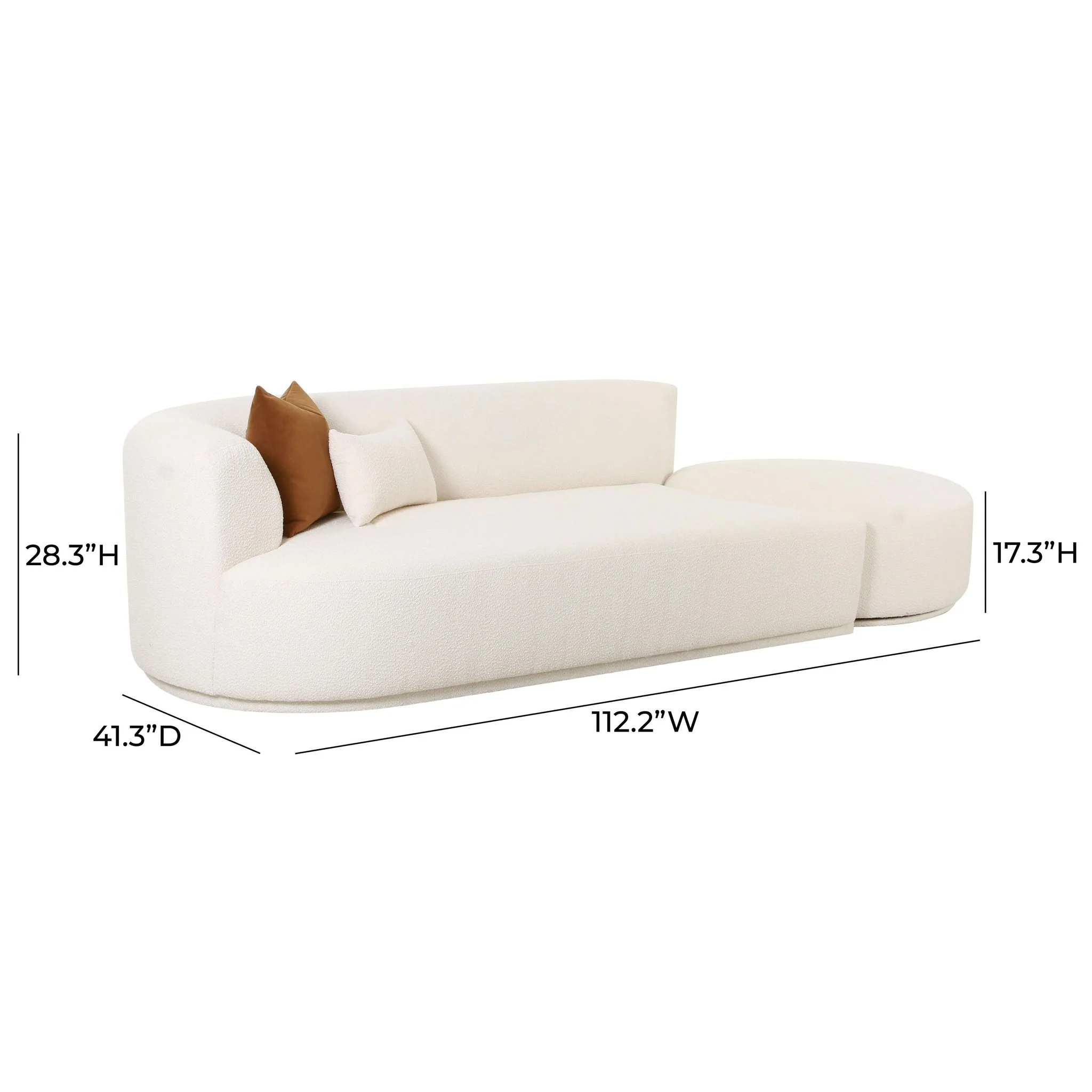 Fickle Cream Boucle 2-Piece Chaise Modular LAF Sofa - Image 7
