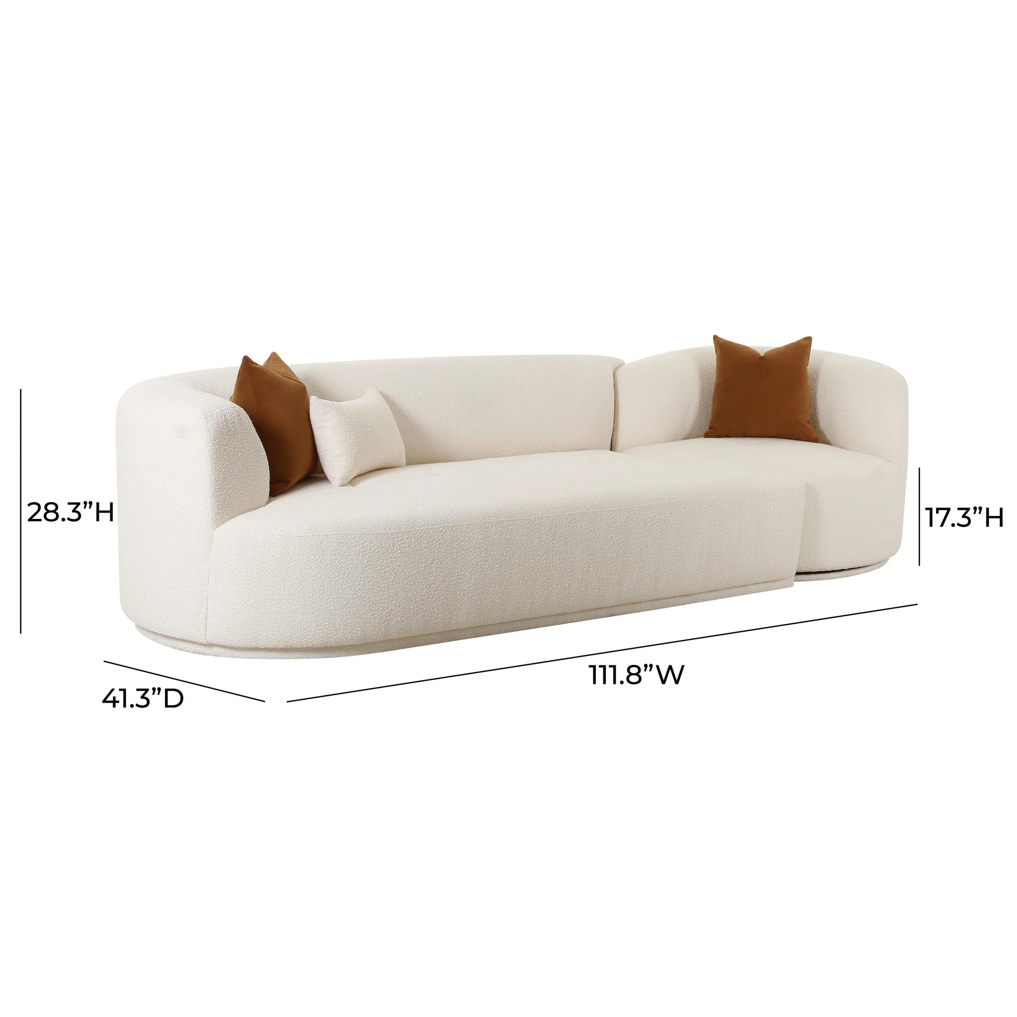 Fickle Cream Boucle 2-Piece Modular LAF Sofa - Image 3