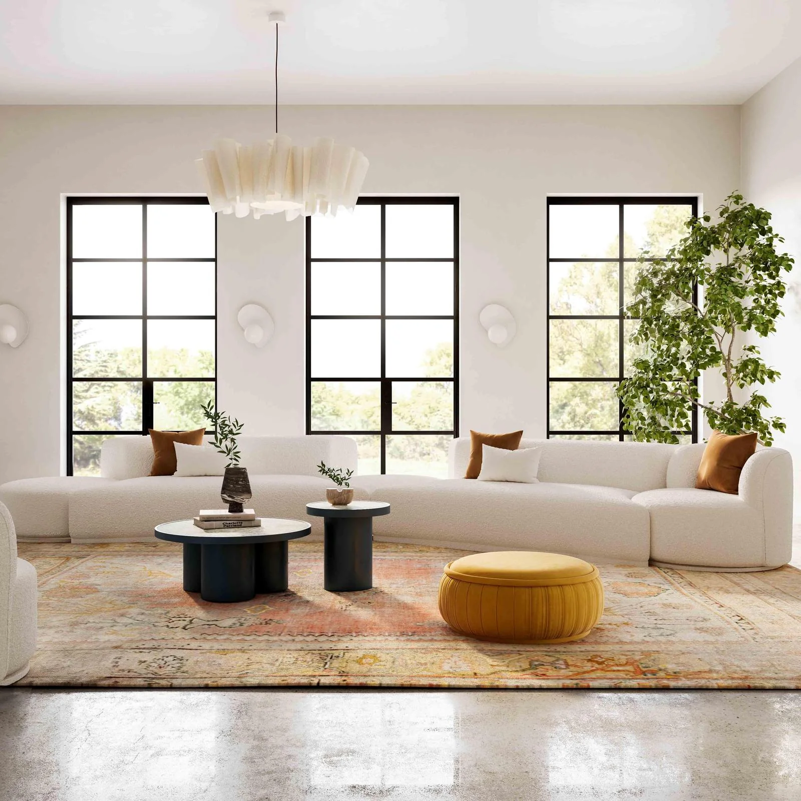 Fickle Cream Boucle 5-Piece Modular Chaise Sectional - Image 2