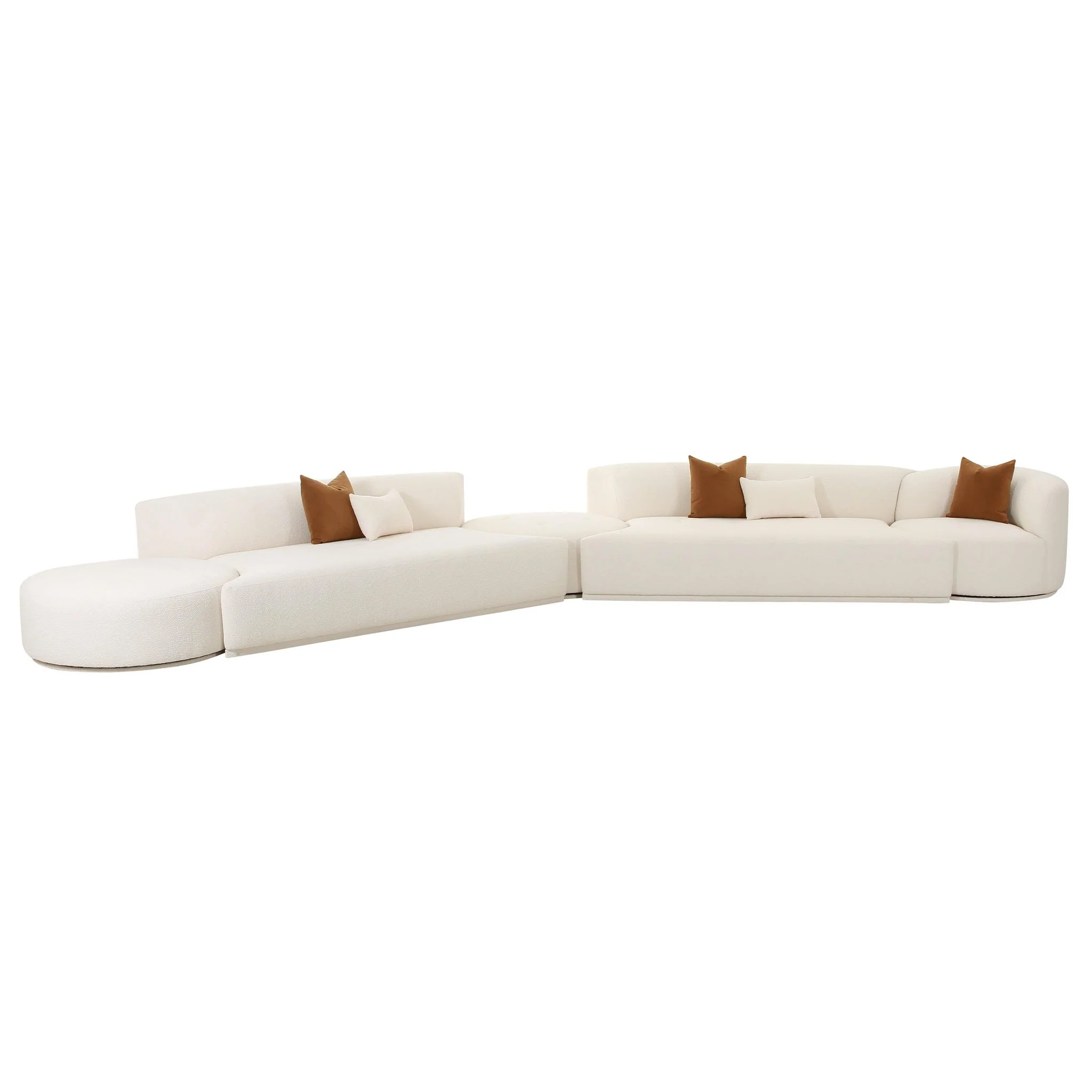 Fickle Cream Boucle 5-Piece Modular Chaise Sectional - Image 3