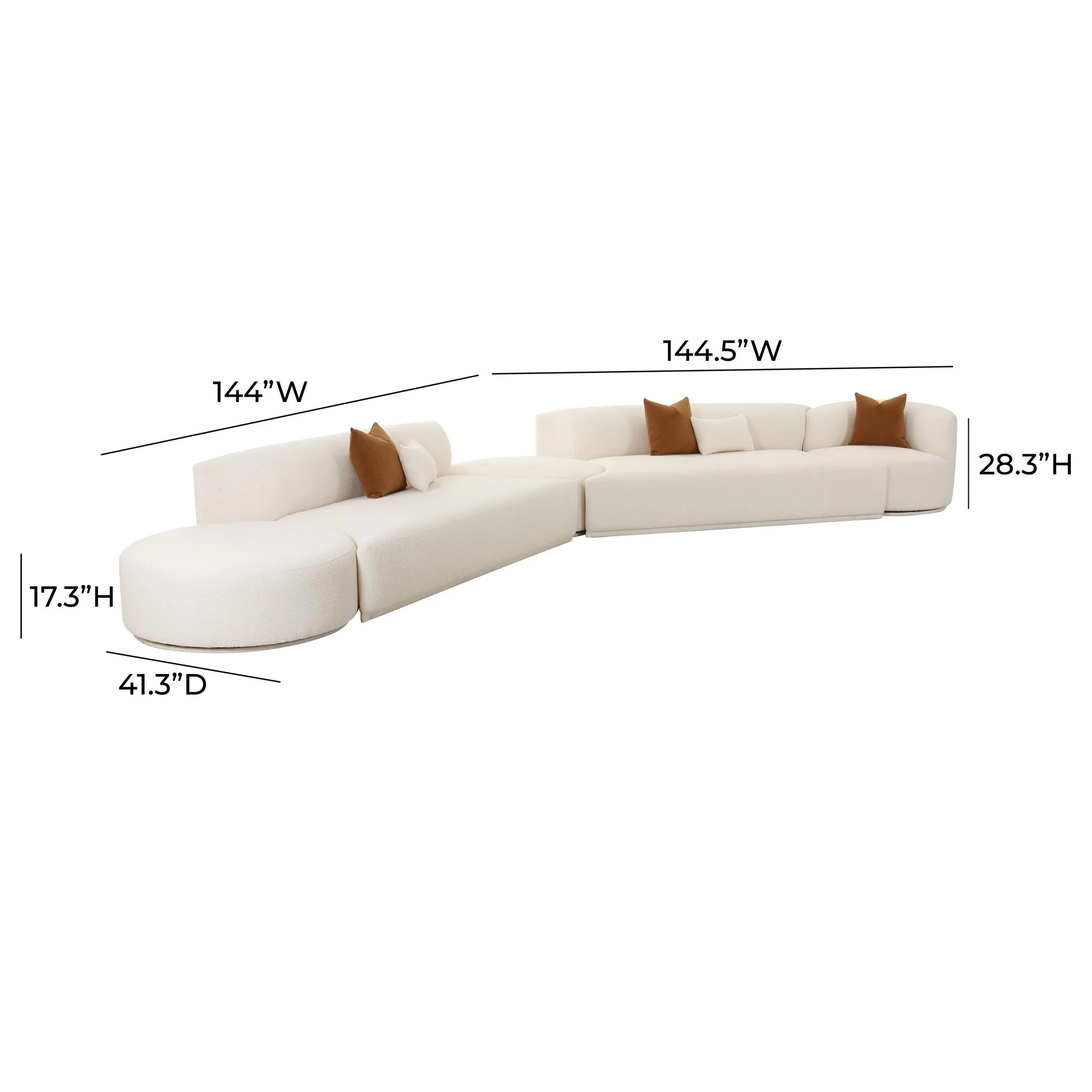 Fickle Cream Boucle 5-Piece Modular Chaise Sectional - Image 6