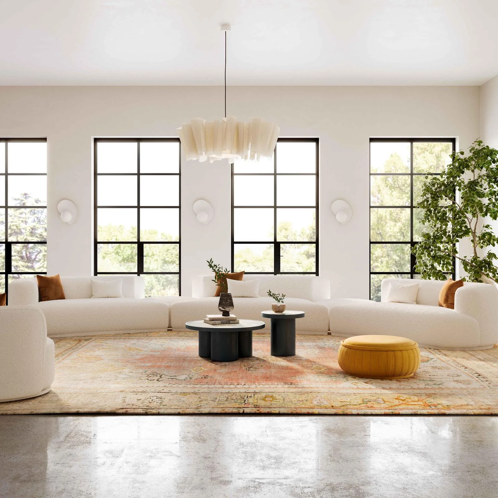 Fickle Cream Boucle 5-Piece Modular Sectional - Image 2