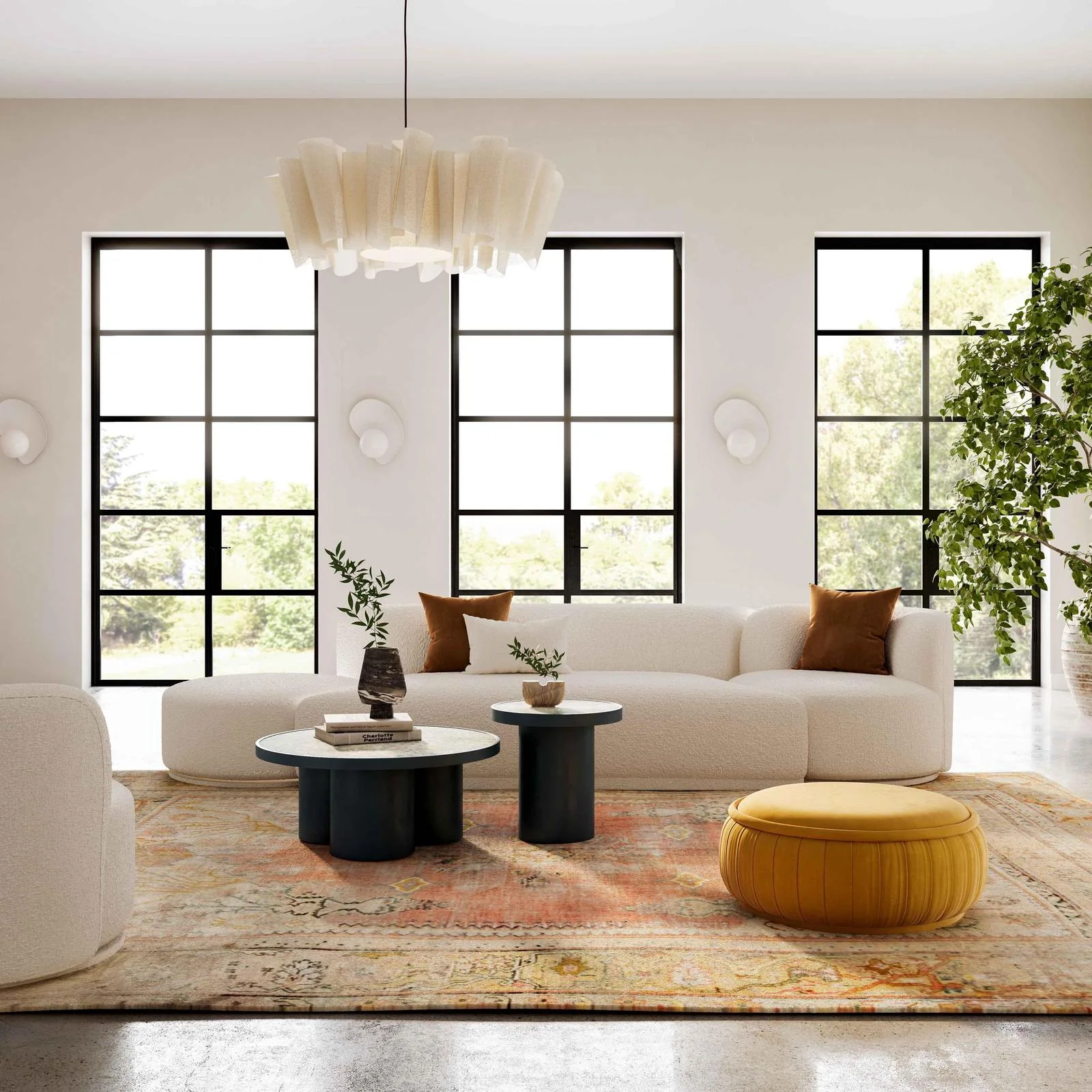 Fickle Cream Boucle Modular Armless Loveseat - Image 2