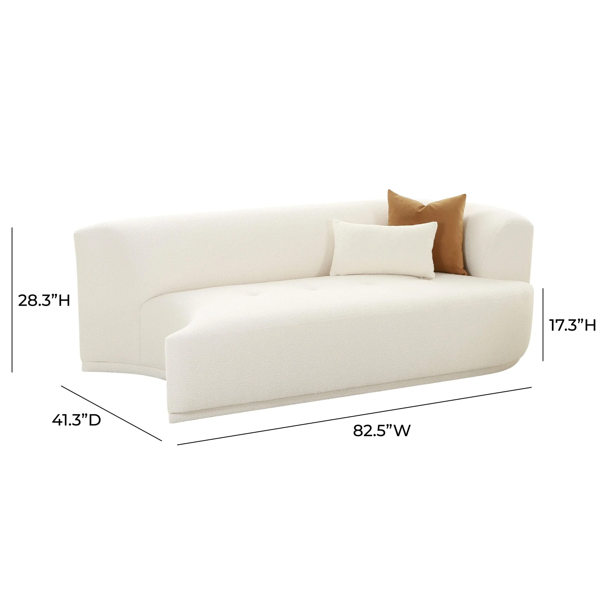 Fickle Cream Boucle Modular RAF Loveseat - Image 6
