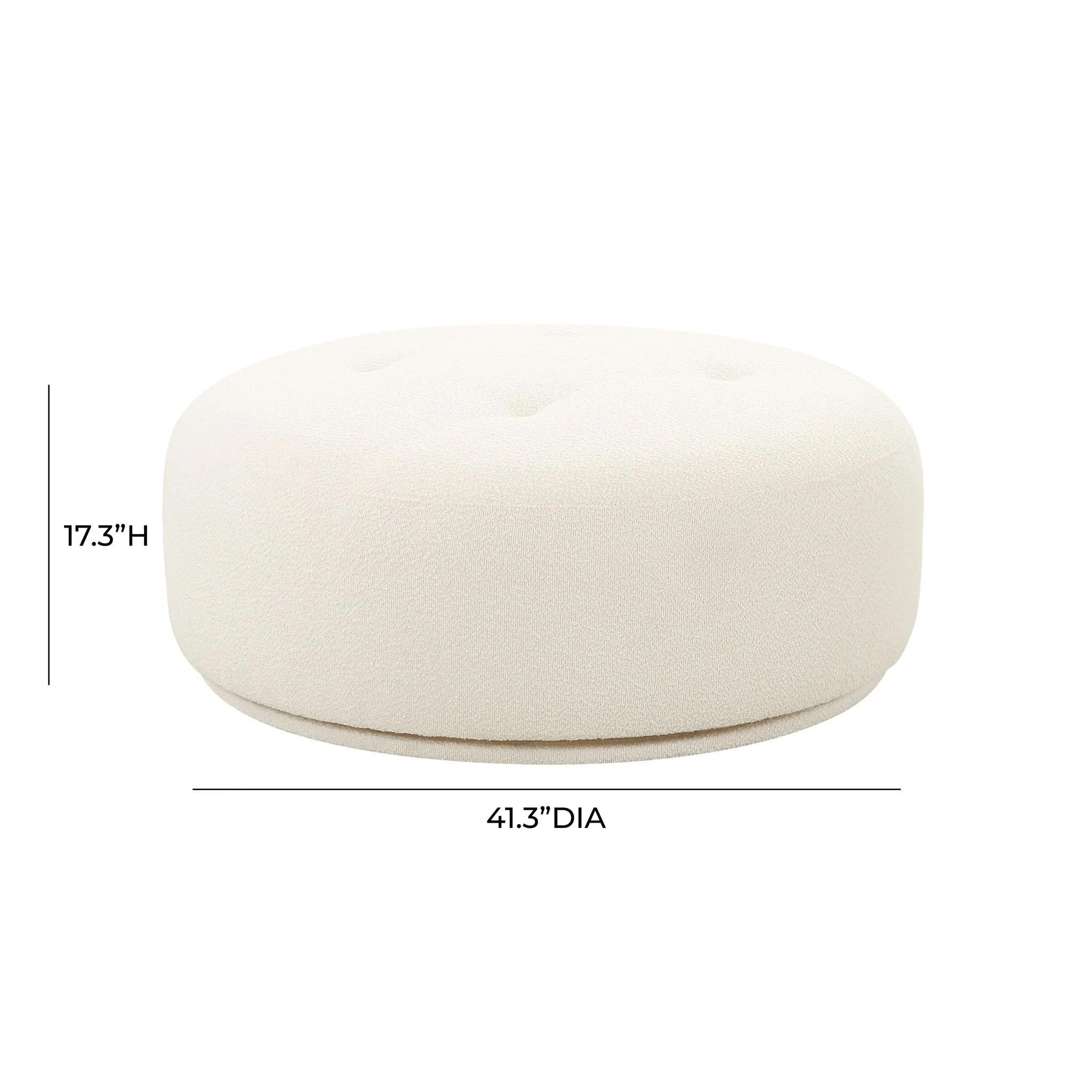Fickle Cream Boucle Swivel Ottoman - Image 5